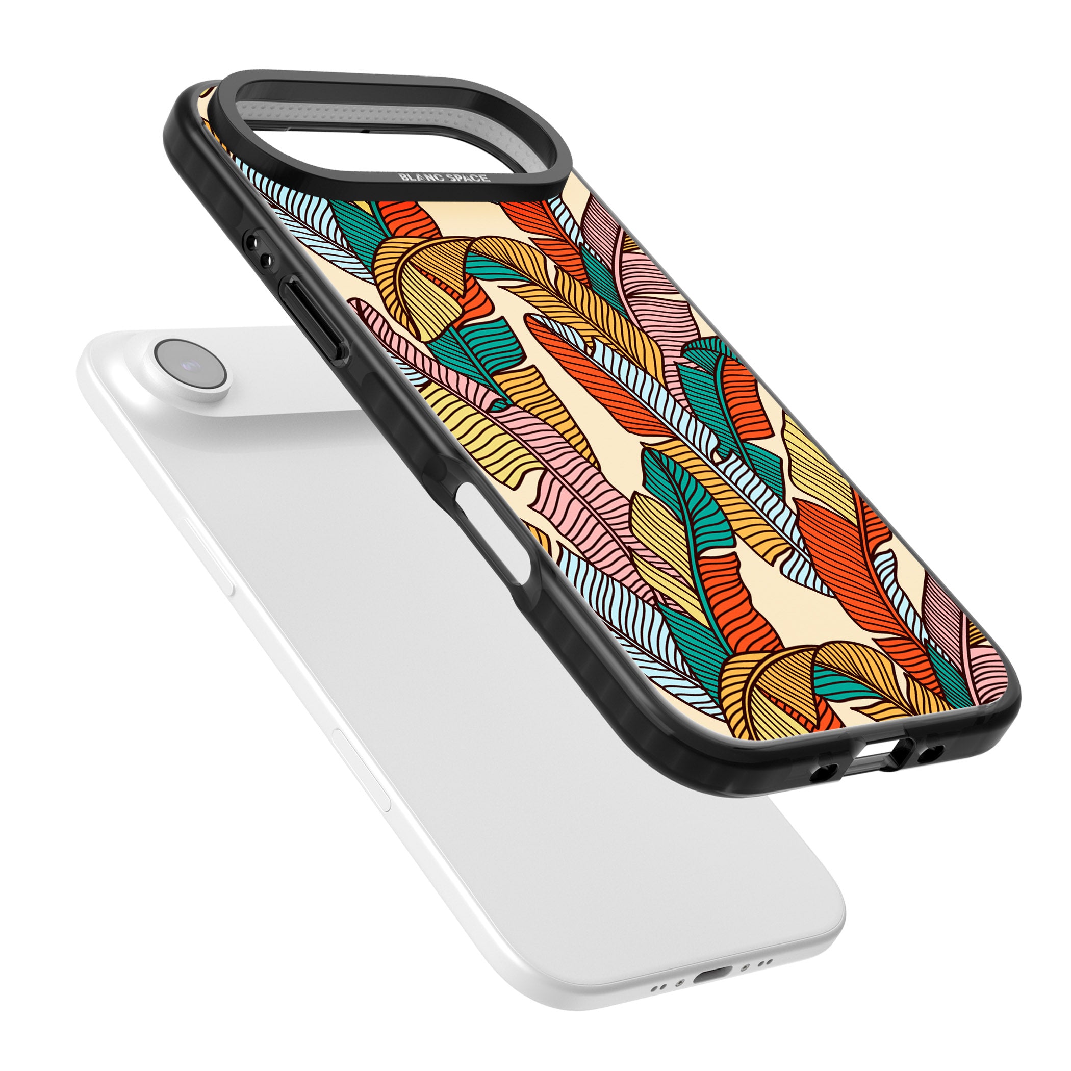 Pastel Palm Leaves iPhone 17 Air Impact Black Phone Case Colours