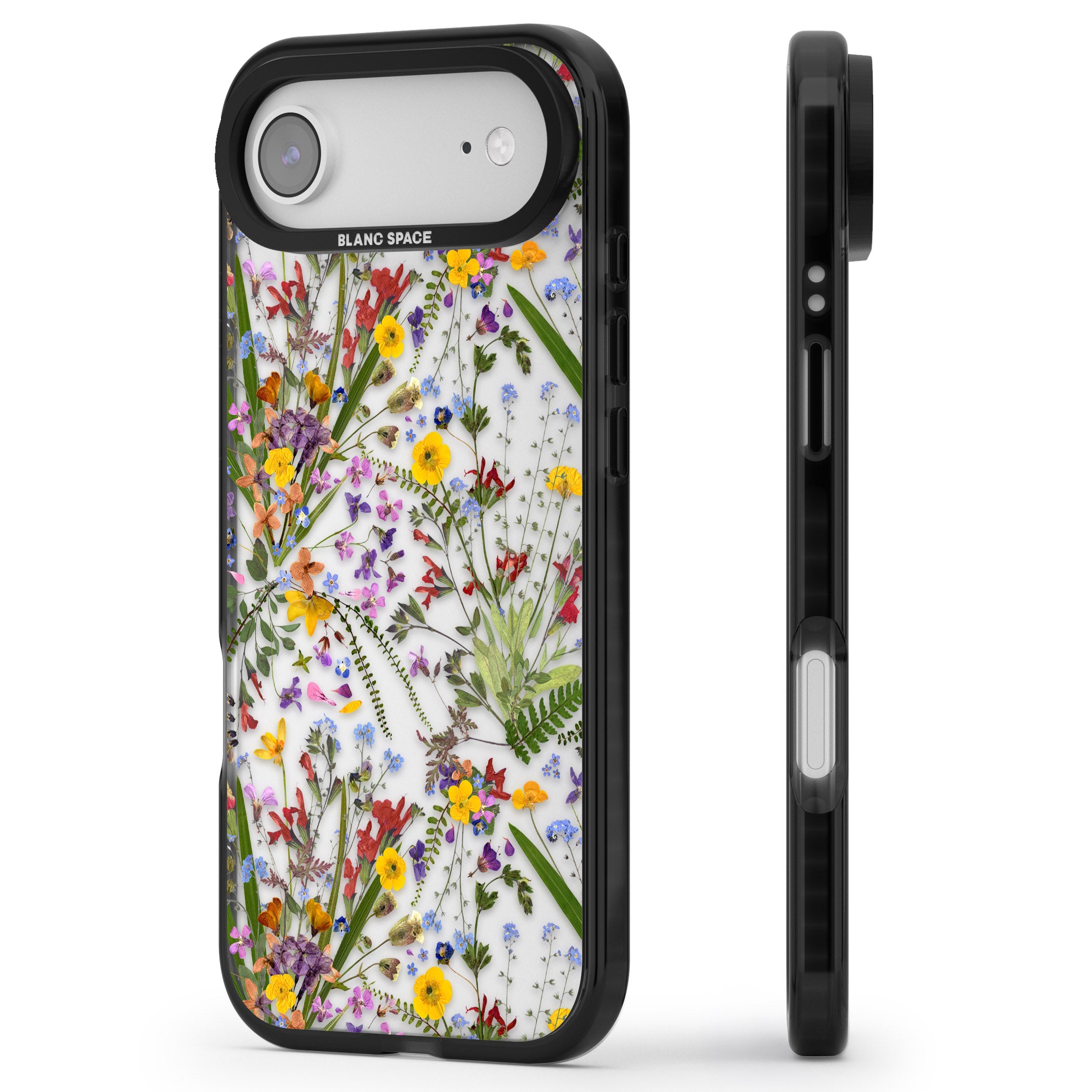 Wildflower & Leaves iPhone 17 Air Impact Black Phone Case Side Profile