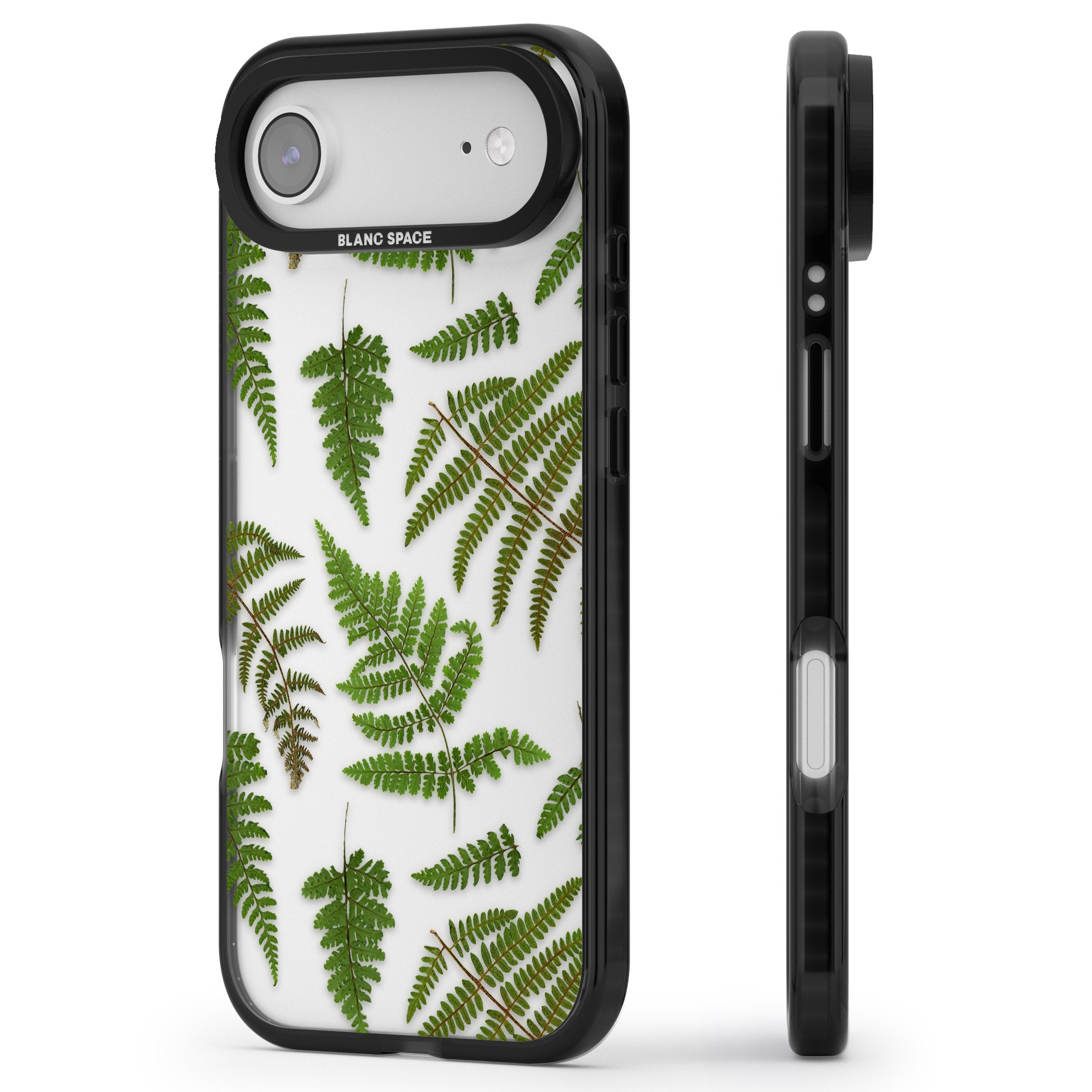 Leafy Ferns iPhone 17 Air Impact Black Phone Case Side Profile