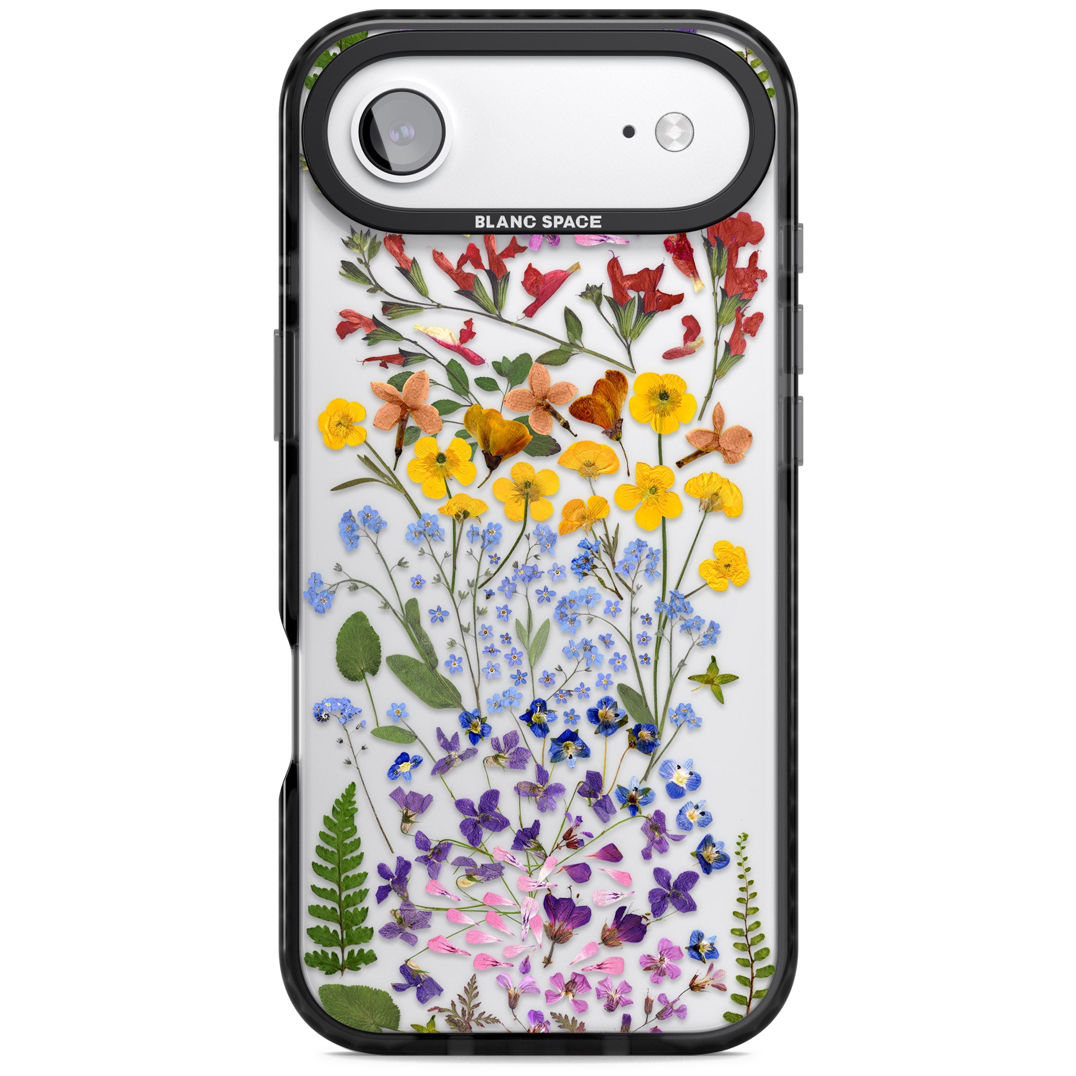 Pressed Wildflower Stripe iPhone 17 Air Impact Black Phone Case