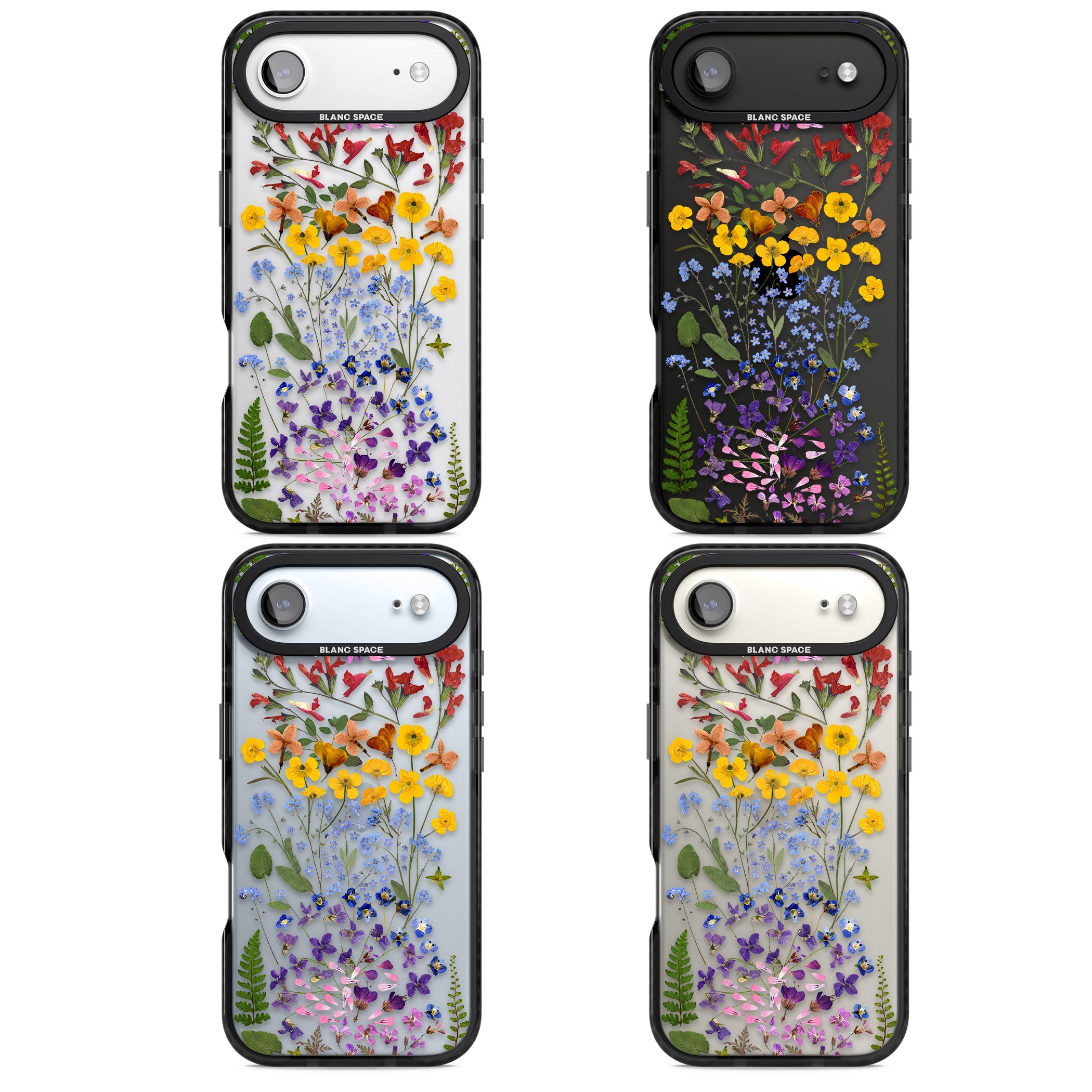 Pressed Wildflower Stripe iPhone 17 Air Impact Black Phone Case APT Impact Protection
