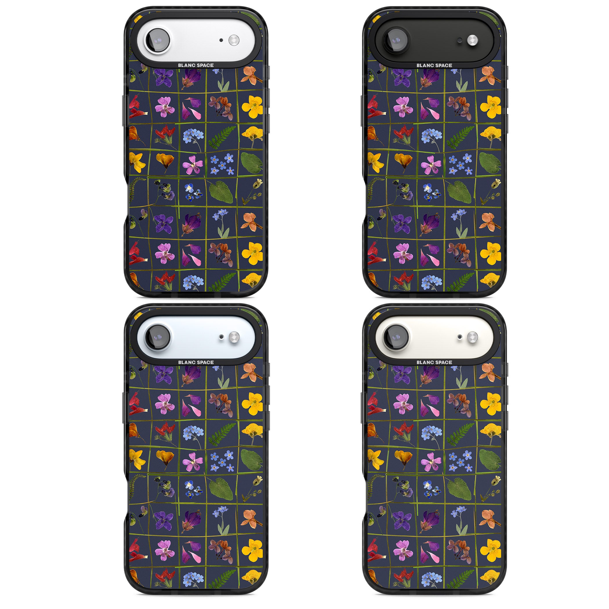 Wildflower Grid iPhone 17 Air Impact Black Phone Case APT Impact Protection