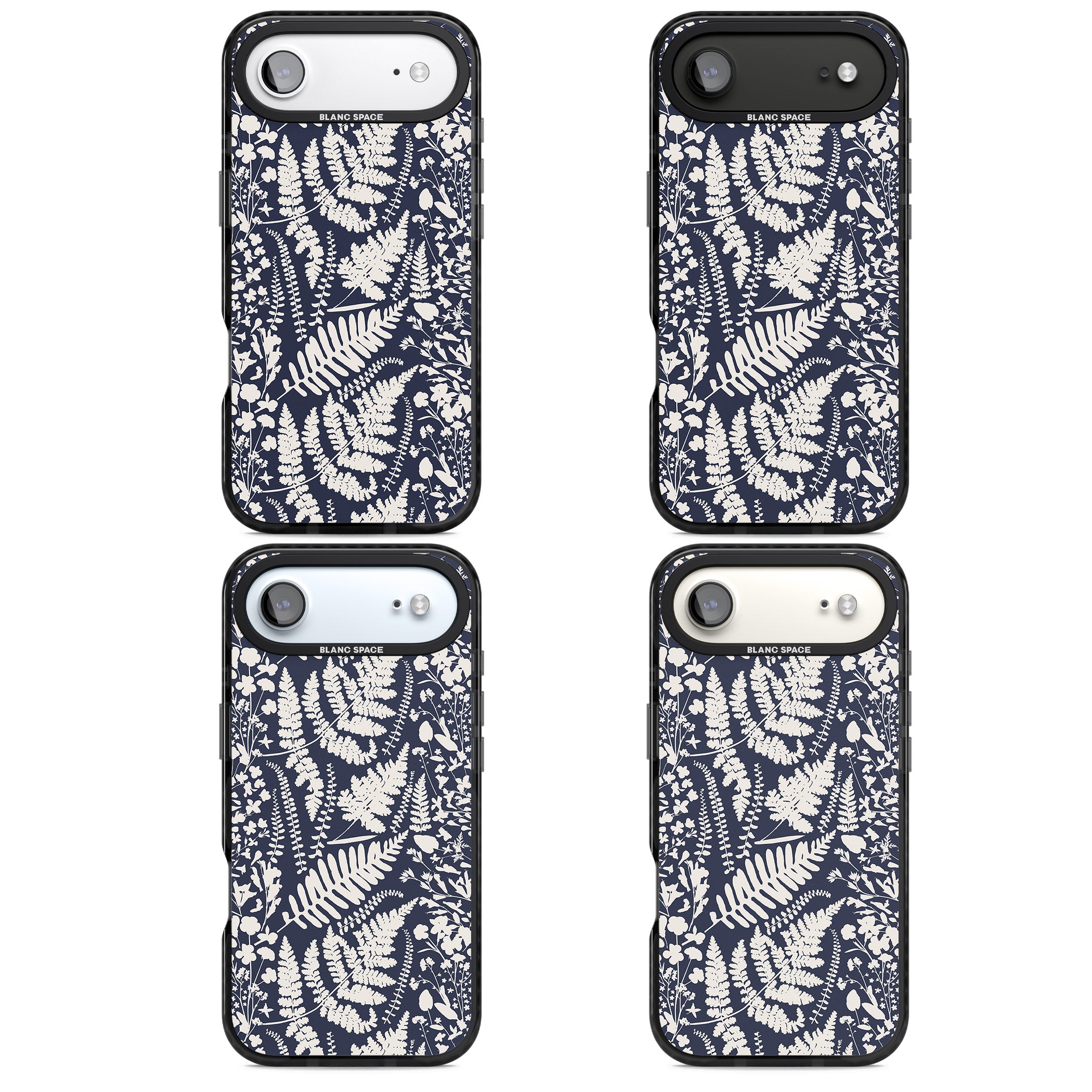 Wildflowers & Ferns On Navy iPhone 17 Air Impact Black Phone Case APT Impact Protection