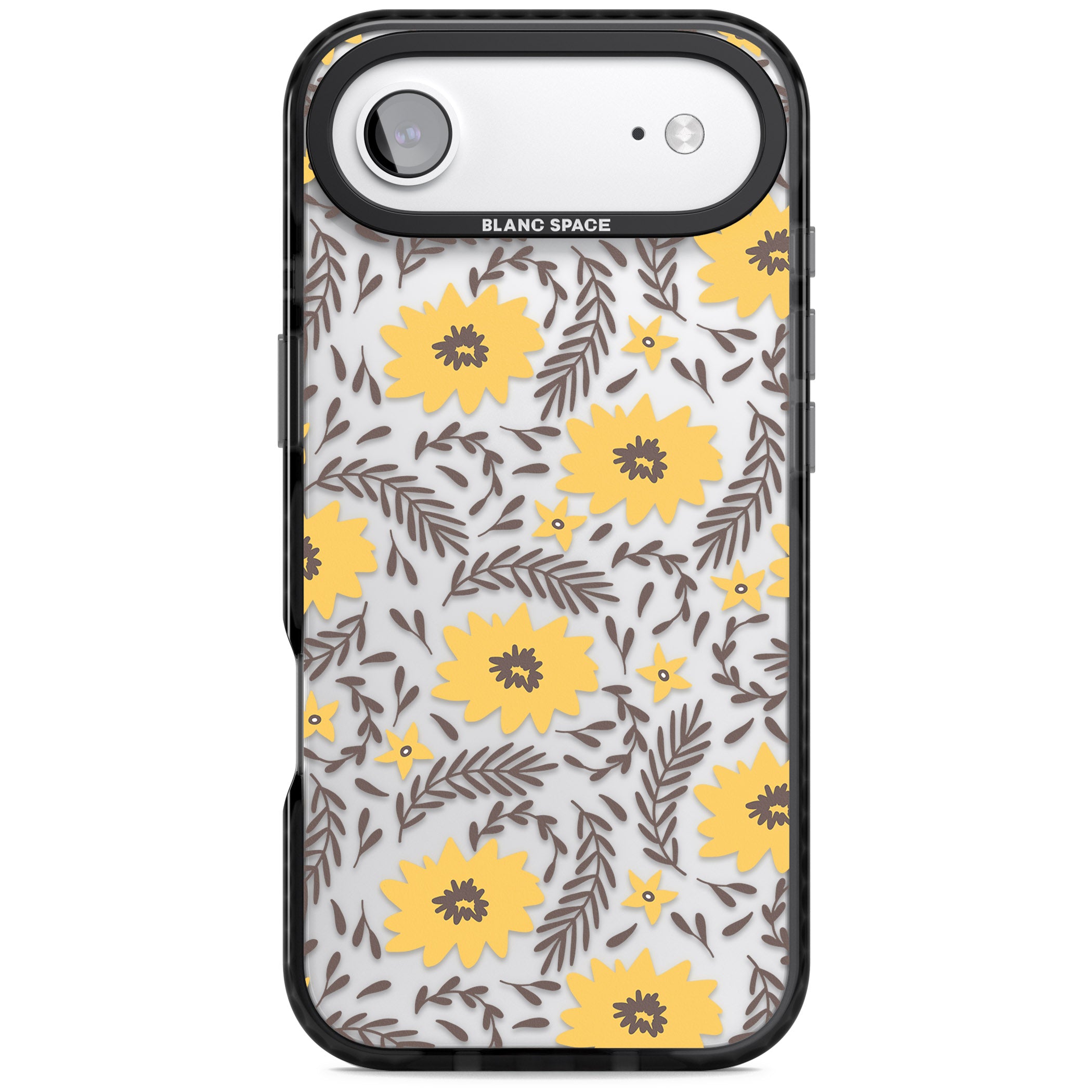 Yellow Blossoms Floral iPhone 17 Air Impact Black Phone Case