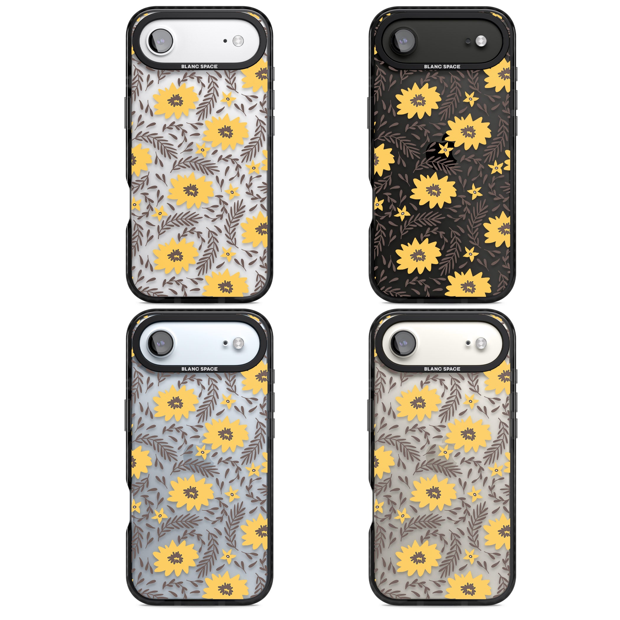 Yellow Blossoms Floral iPhone 17 Air Impact Black Phone Case APT Impact Protection