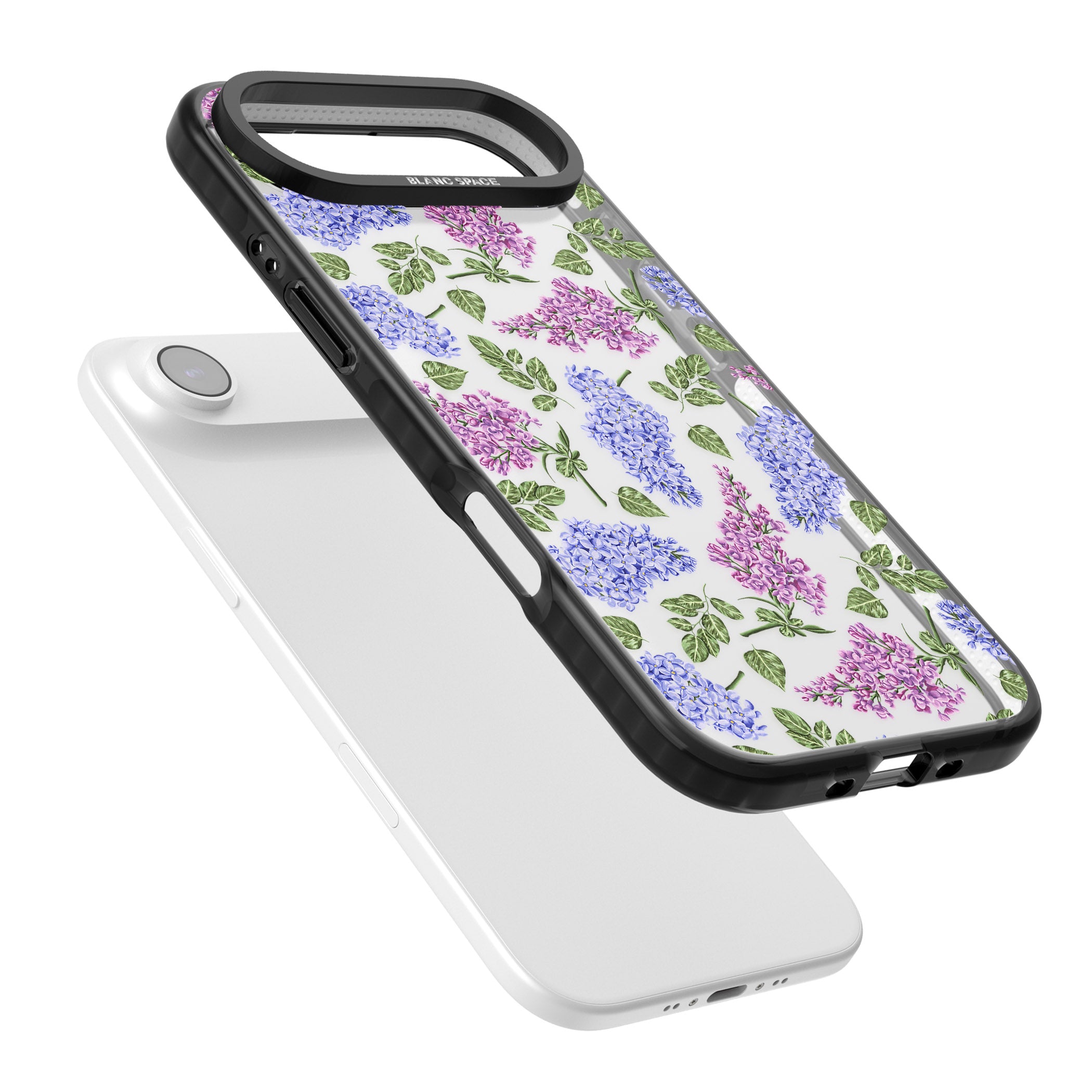 Purple Blossoms Transparent Floral iPhone 17 Air Impact Black Phone Case Colours