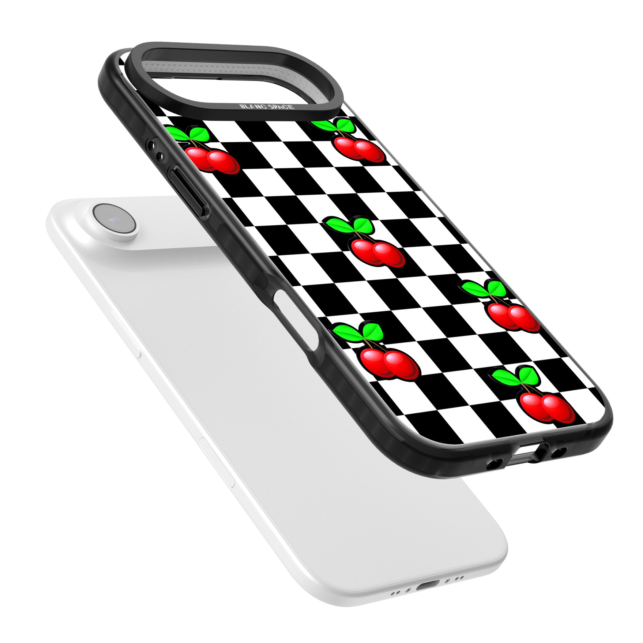 Checkered Cherry iPhone 17 Air Impact Black Phone Case Colours