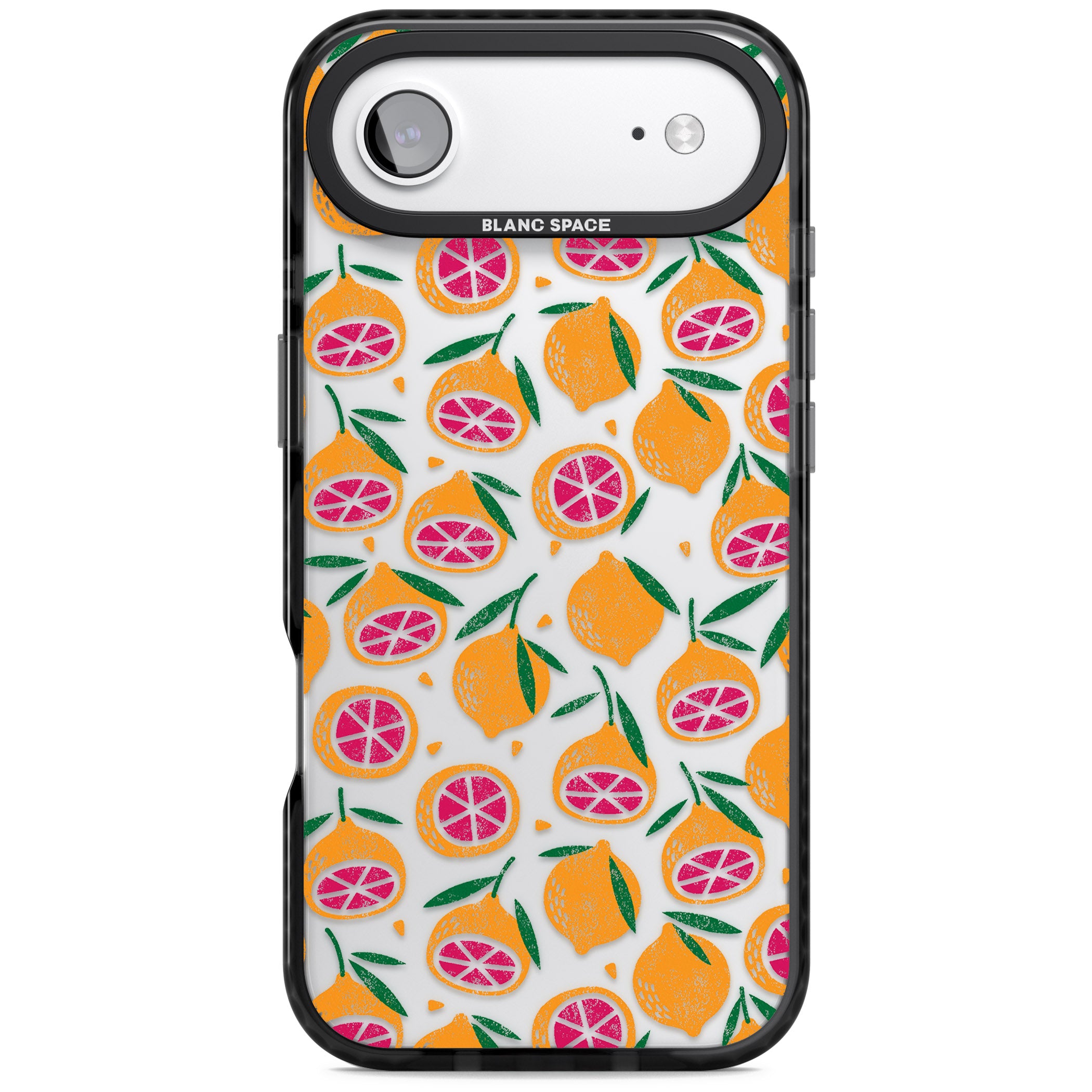 Blood Orange Fruit Pattern Transparent iPhone 17 Air Impact Black Phone Case