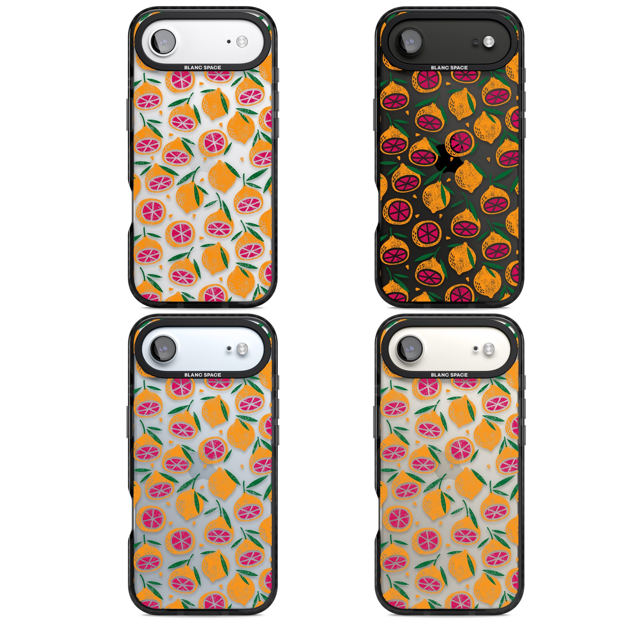 Blood Orange Fruit Pattern Transparent iPhone 17 Air Impact Black Phone Case APT Impact Protection