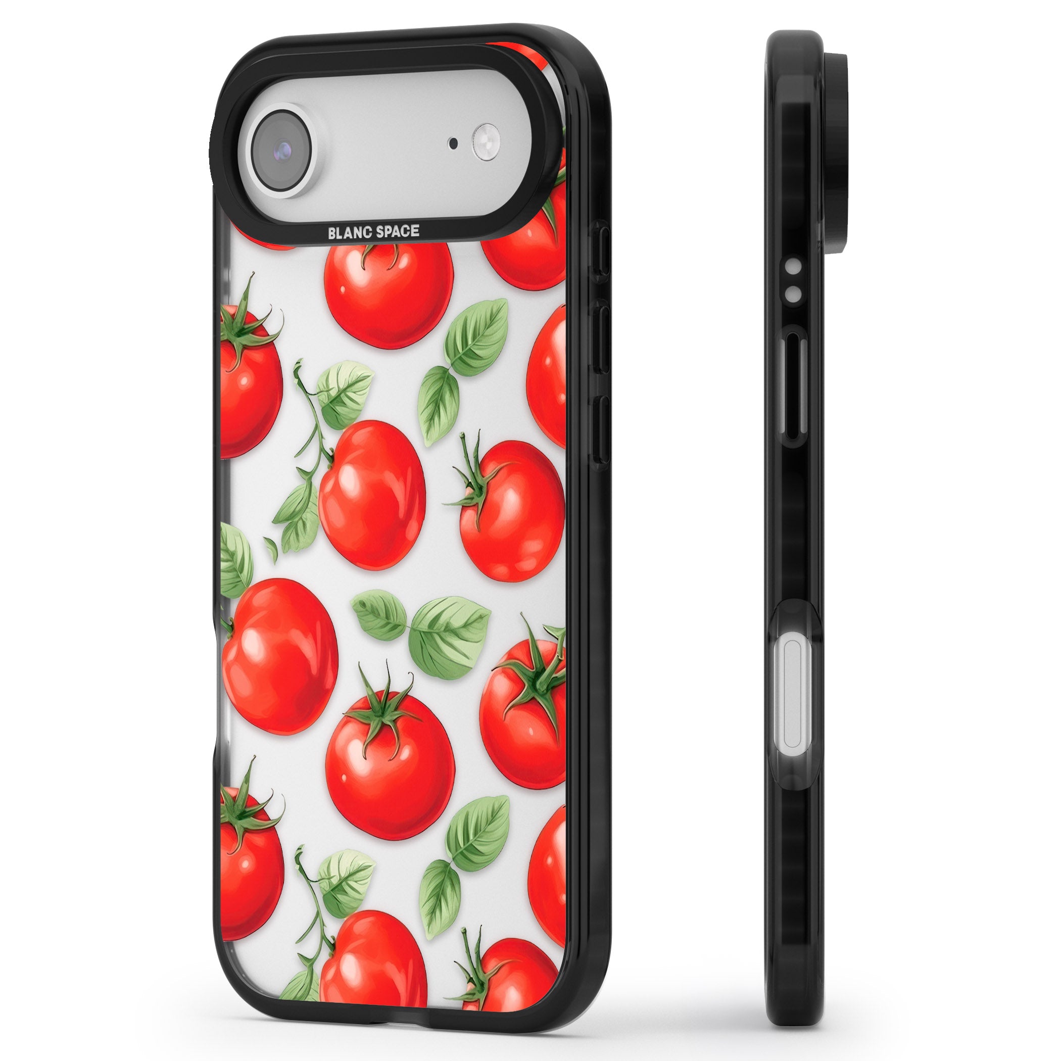 Tomato Pattern iPhone 17 Air Impact Black Phone Case Side Profile