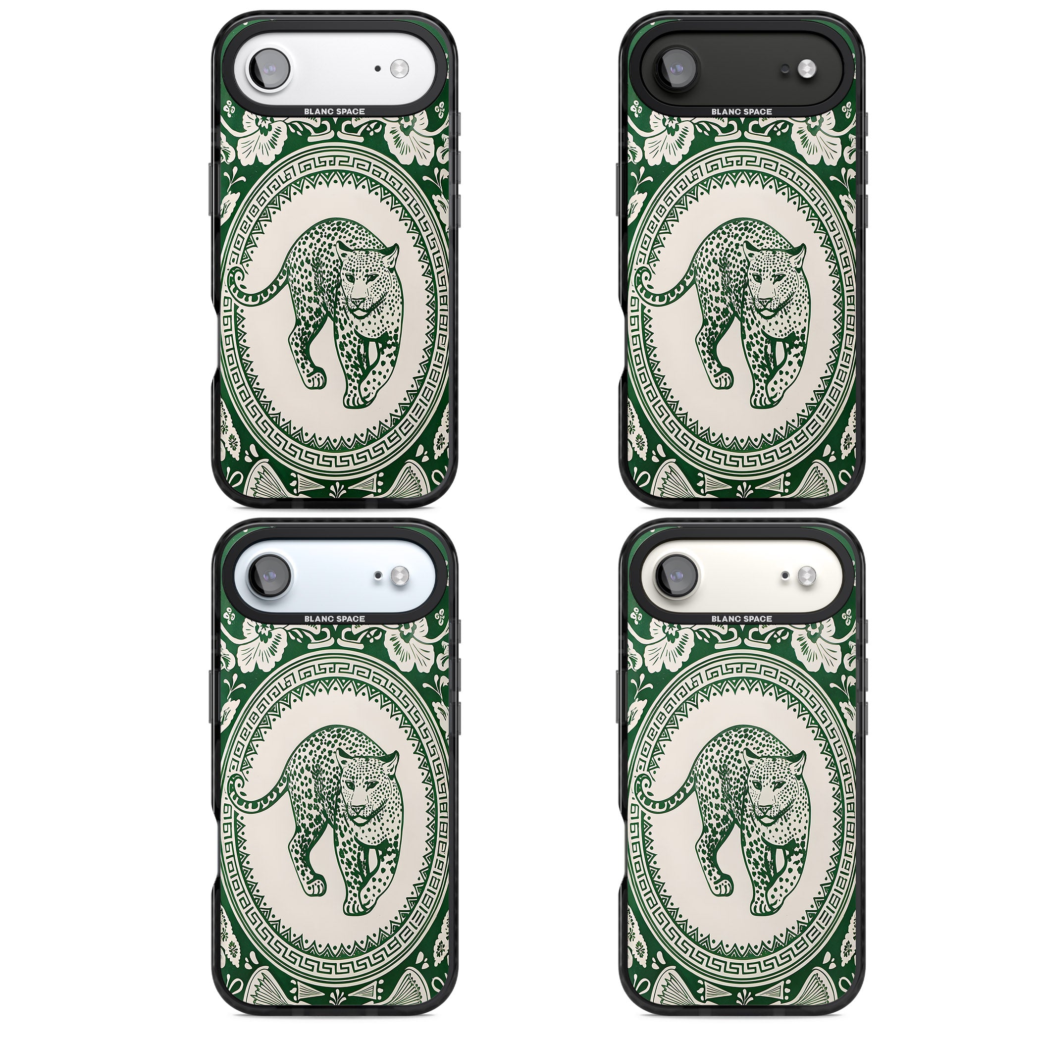 Green Leopard iPhone 17 Air Impact Black Phone Case APT Impact Protection
