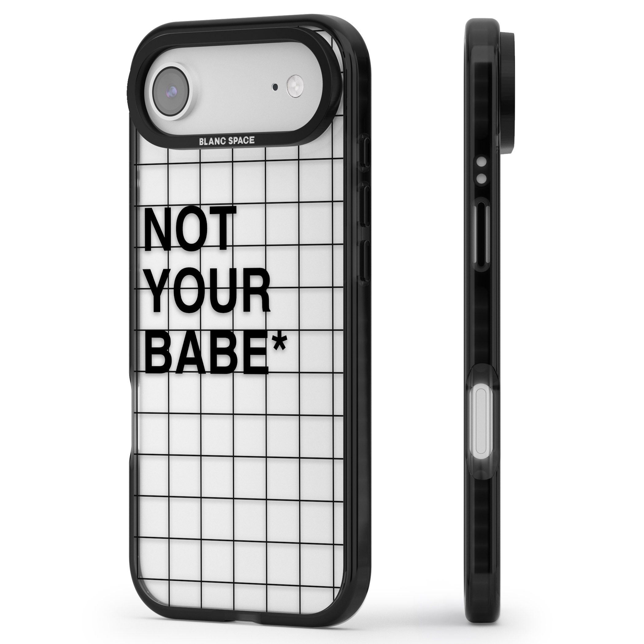 Not Your Babe iPhone 17 Air Impact Black Phone Case Side Profile