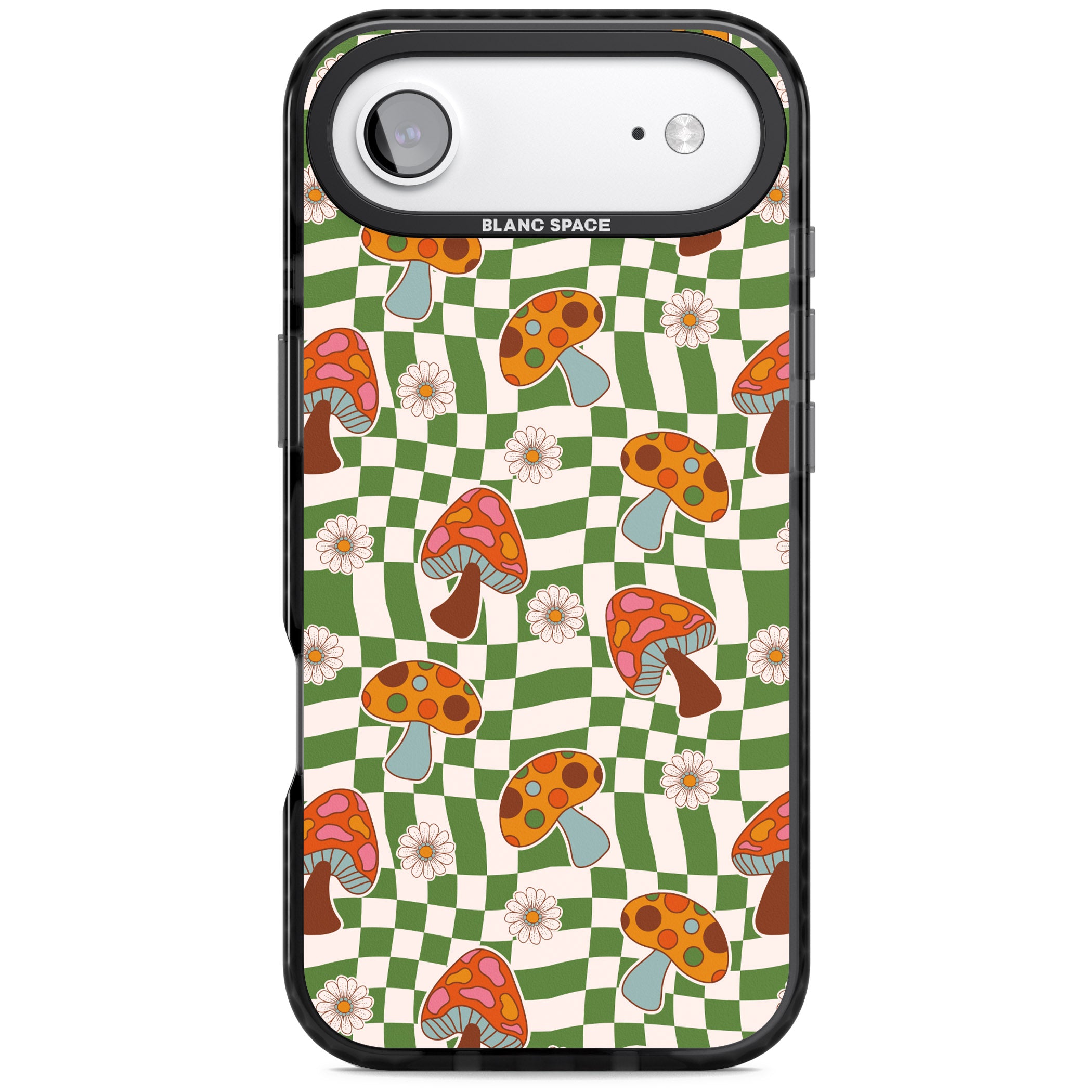 Wavy Checked Shroom & Bloom iPhone 17 Air Impact Black Phone Case