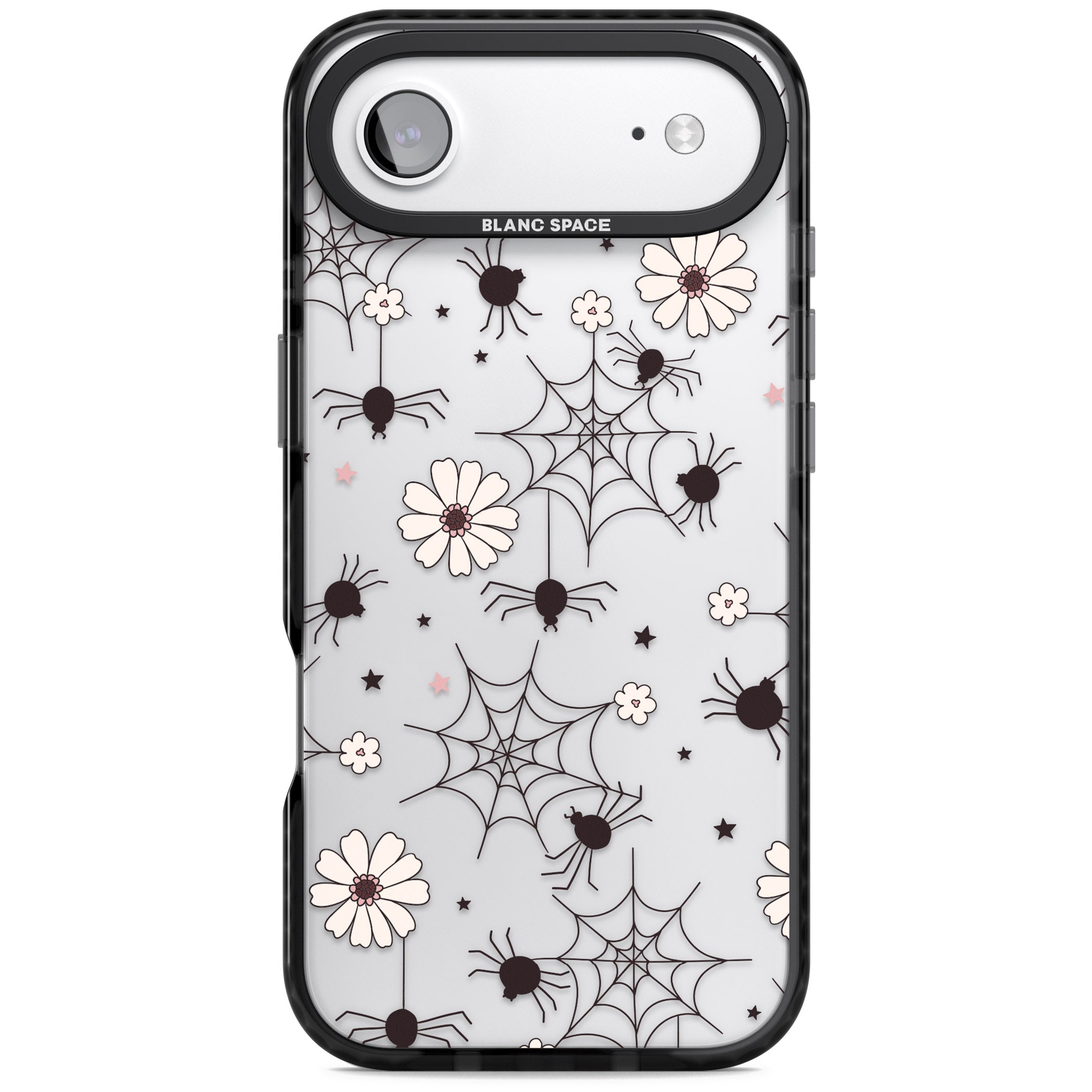 Spiders And Flowers Pattern iPhone 17 Air Impact Black Phone Case