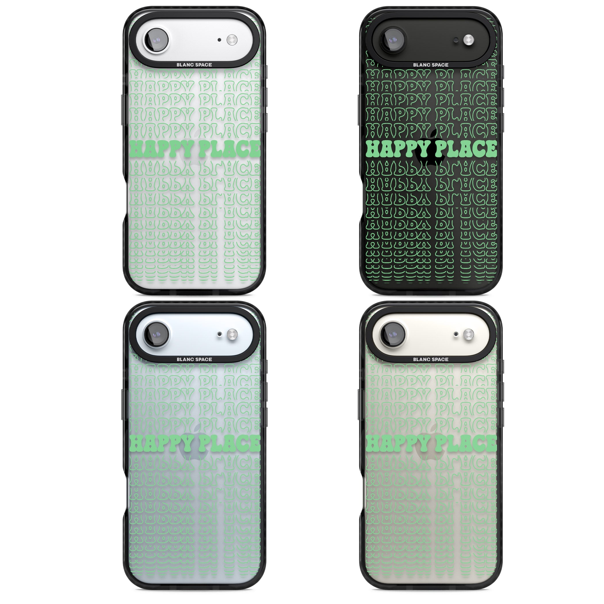 Happy Place (Green) iPhone 17 Air Impact Black Phone Case APT Impact Protection