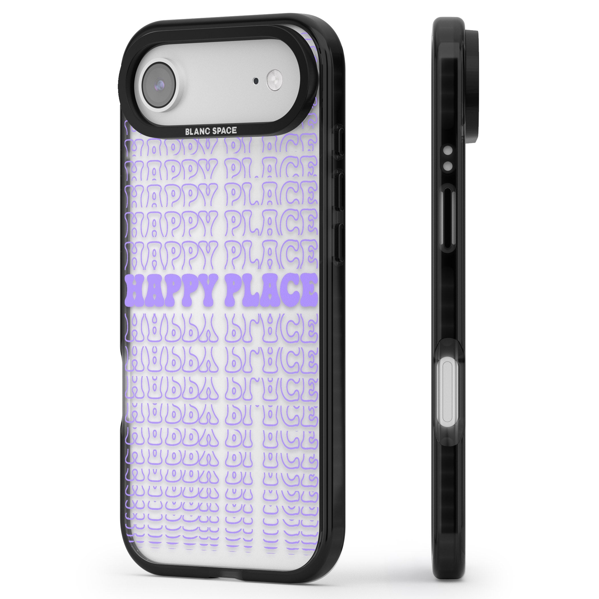 Happy Place (Purple) iPhone 17 Air Impact Black Phone Case Side Profile