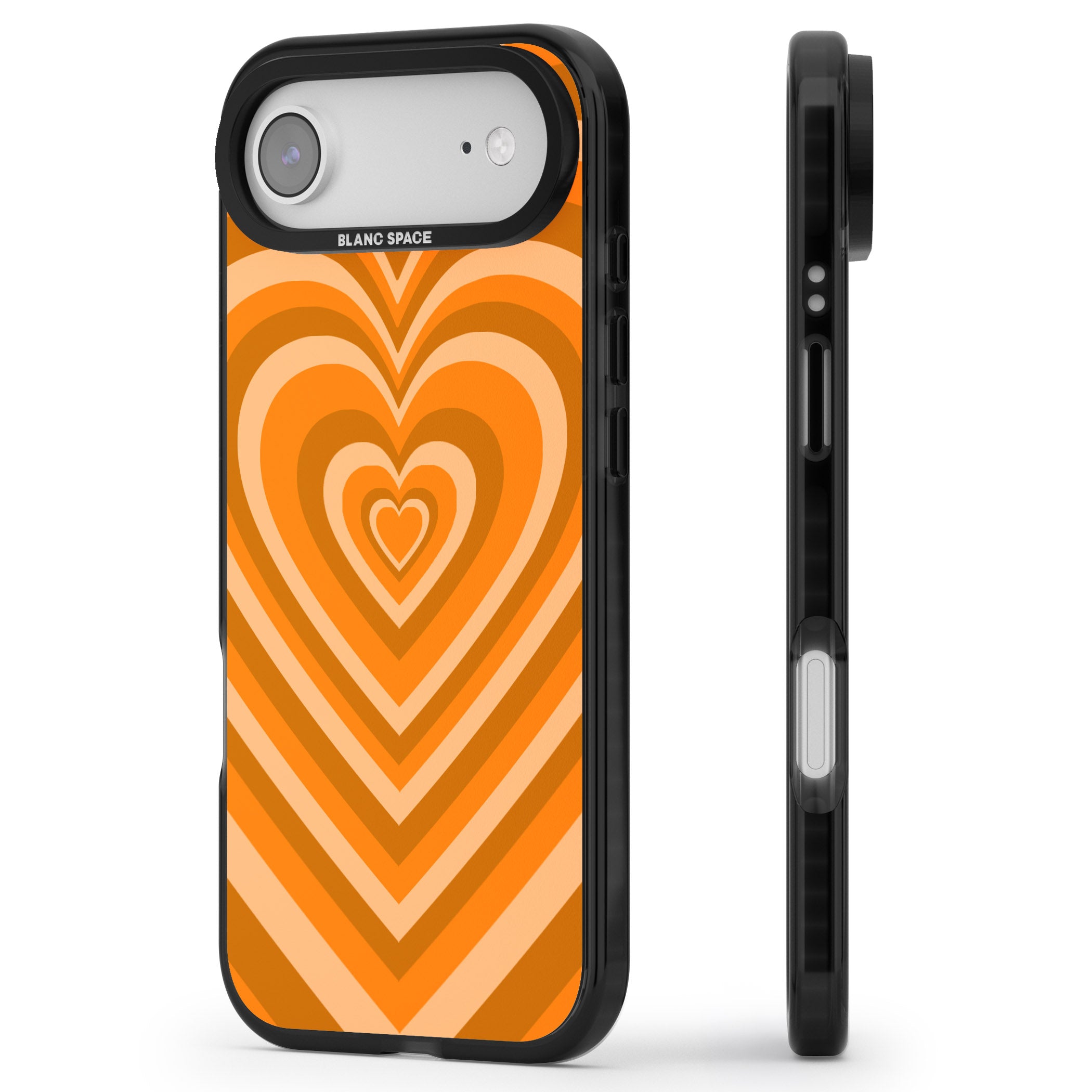 Orange Heart Illusion iPhone 17 Air Impact Black Phone Case Side Profile