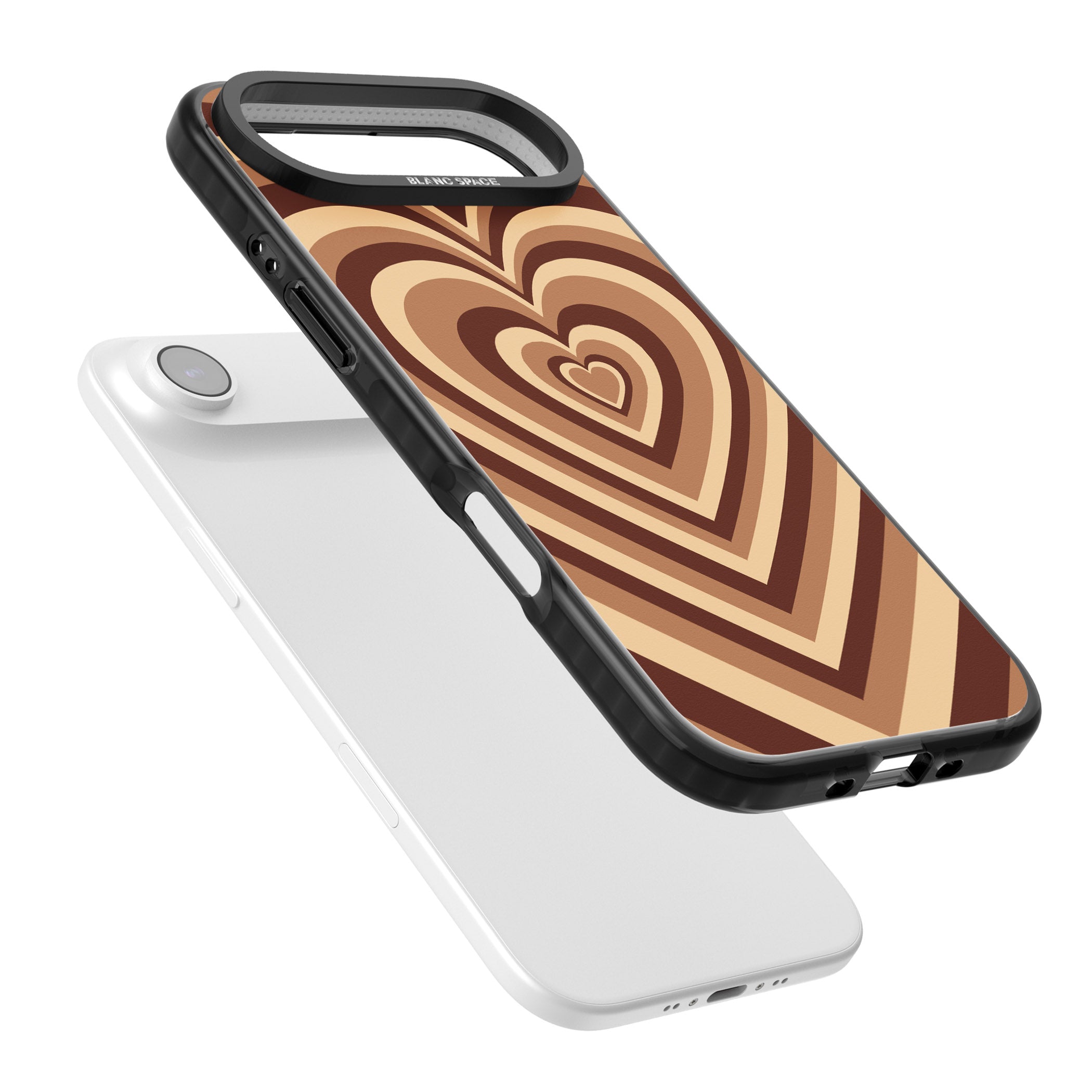 Latte Heart Illusion iPhone 17 Air Impact Black Phone Case Colours