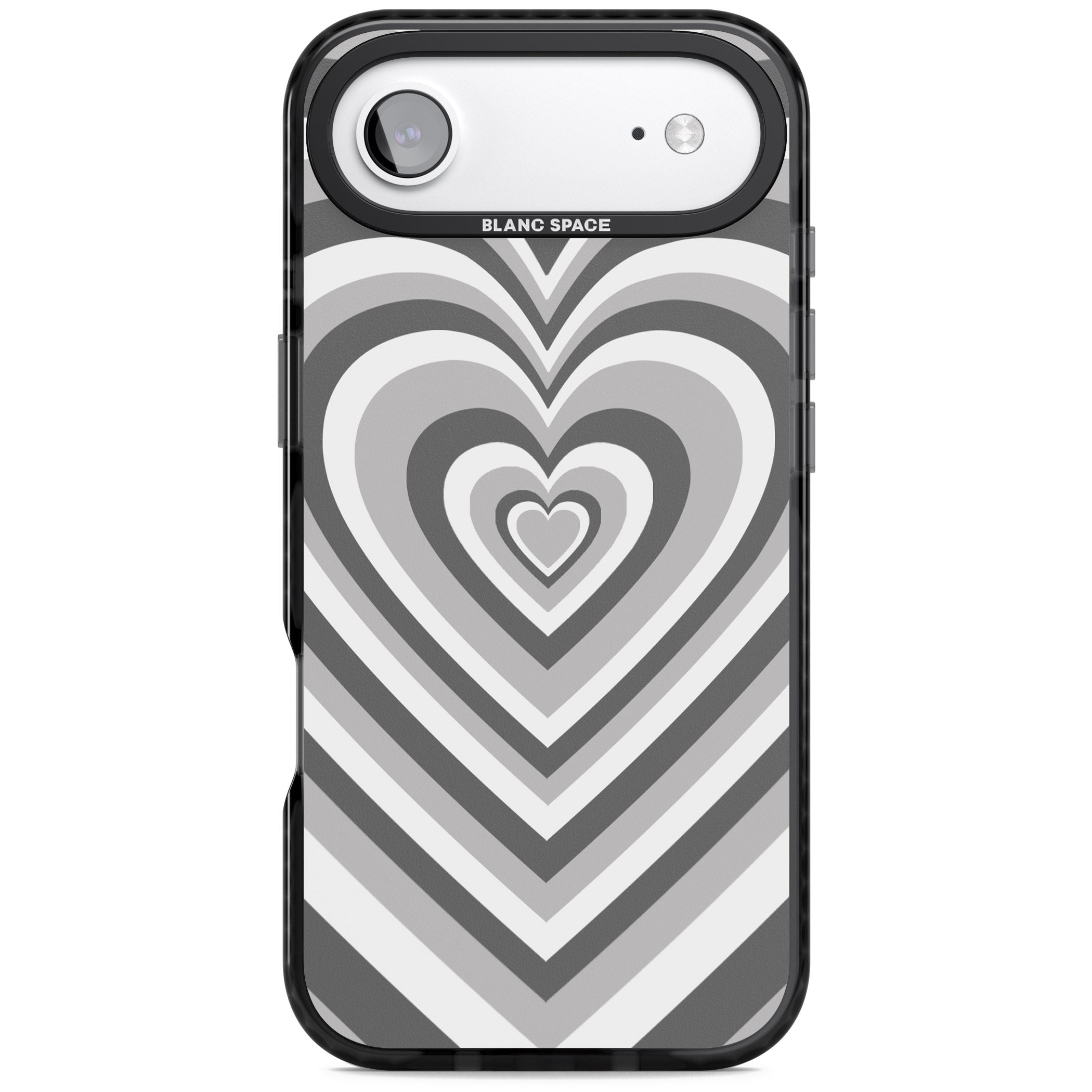 Monochrome Heart Illusion iPhone 17 Air Impact Black Phone Case