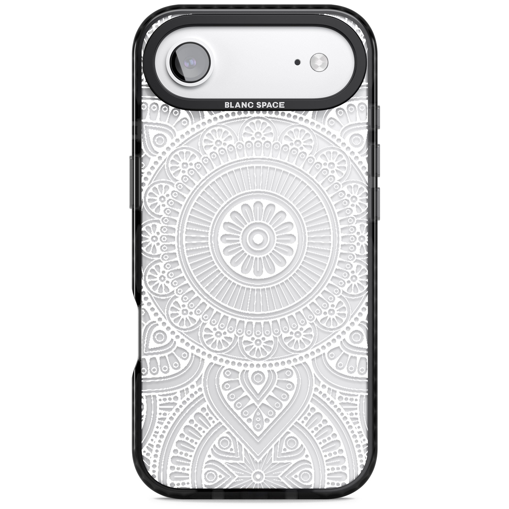 White Henna Flower Wheel iPhone 17 Air Impact Black Phone Case