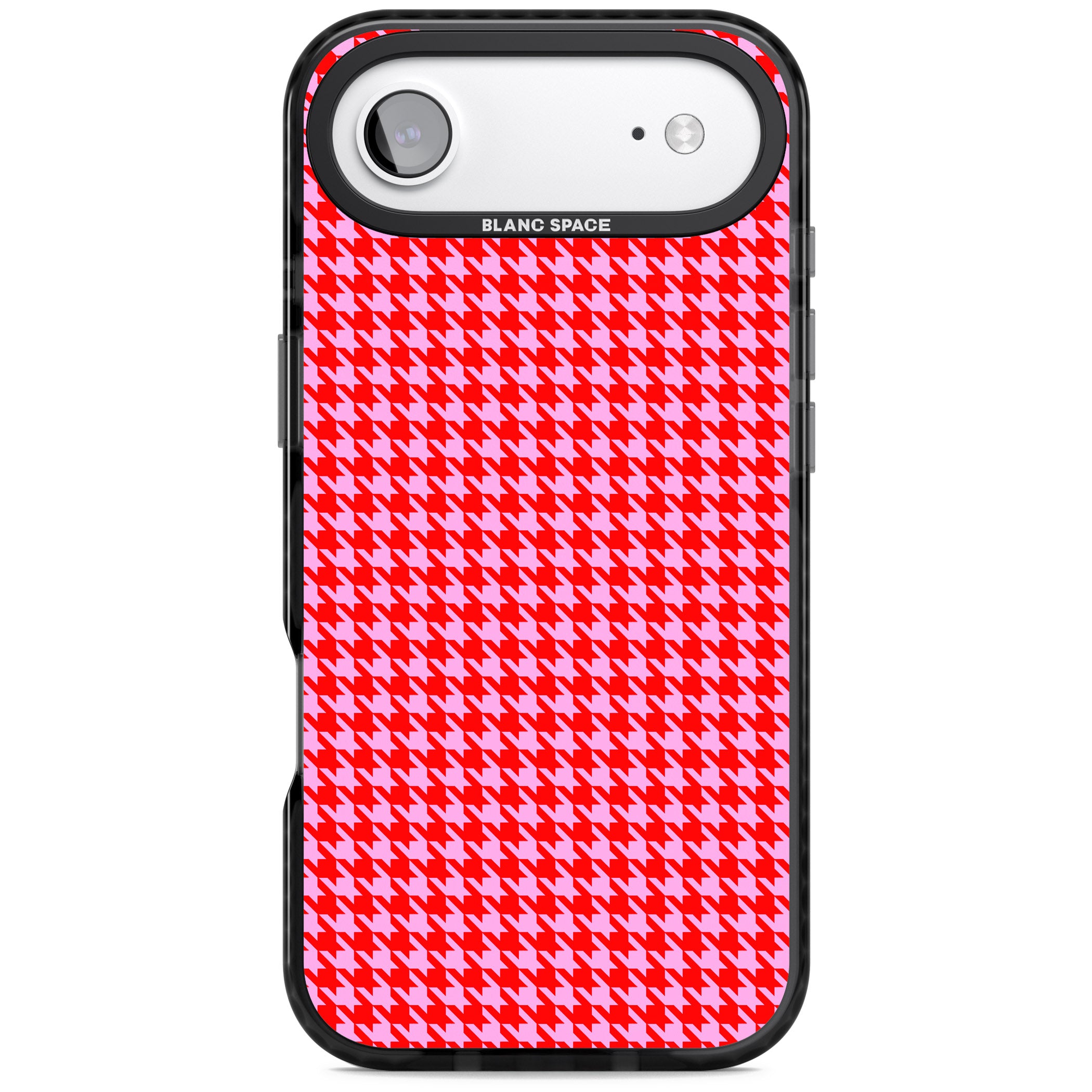 Neon Pink & Red Houndstooth iPhone 17 Air Impact Black Phone Case