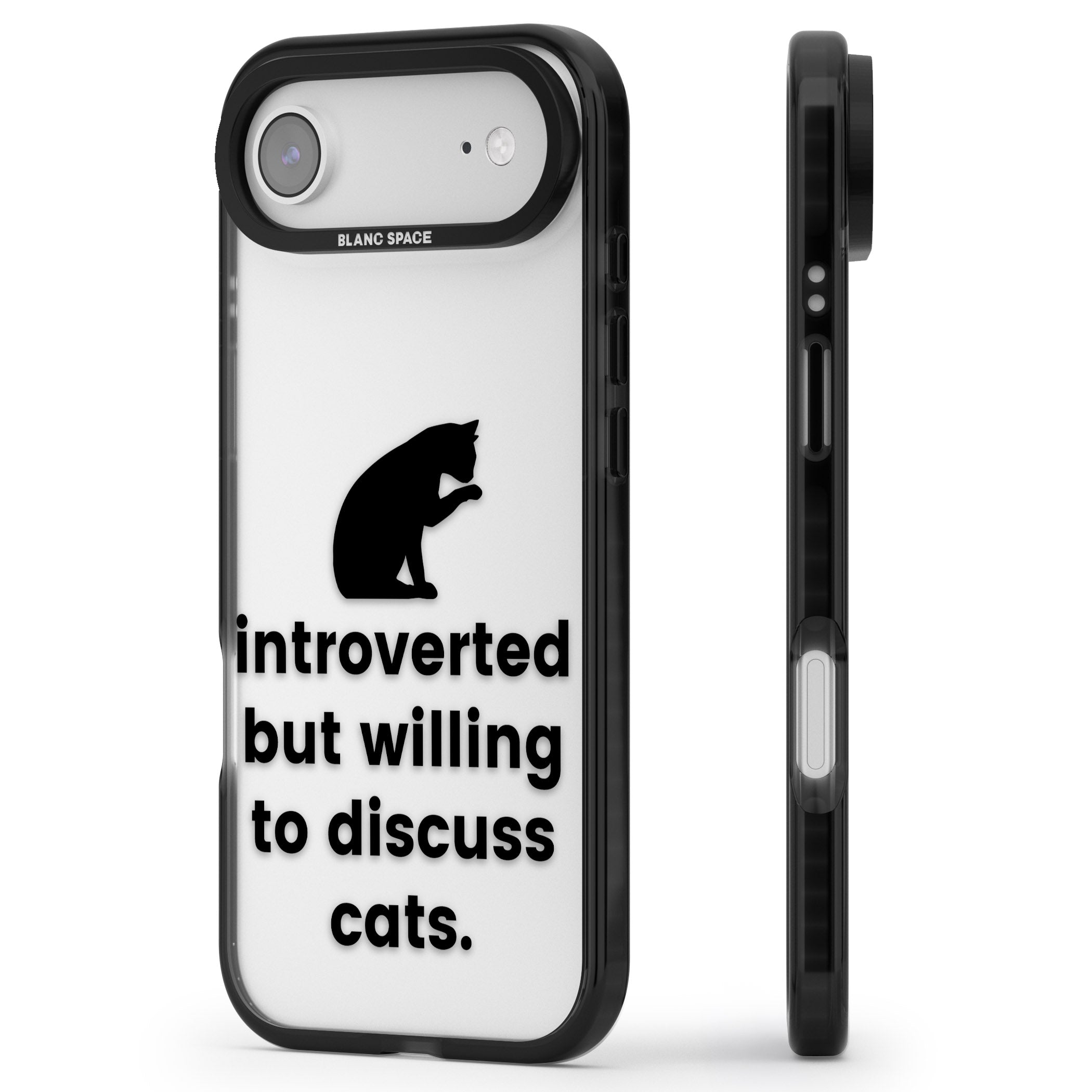 Introverted But Willing To Discuss Cats iPhone 17 Air Impact Black Phone Case Side Profile
