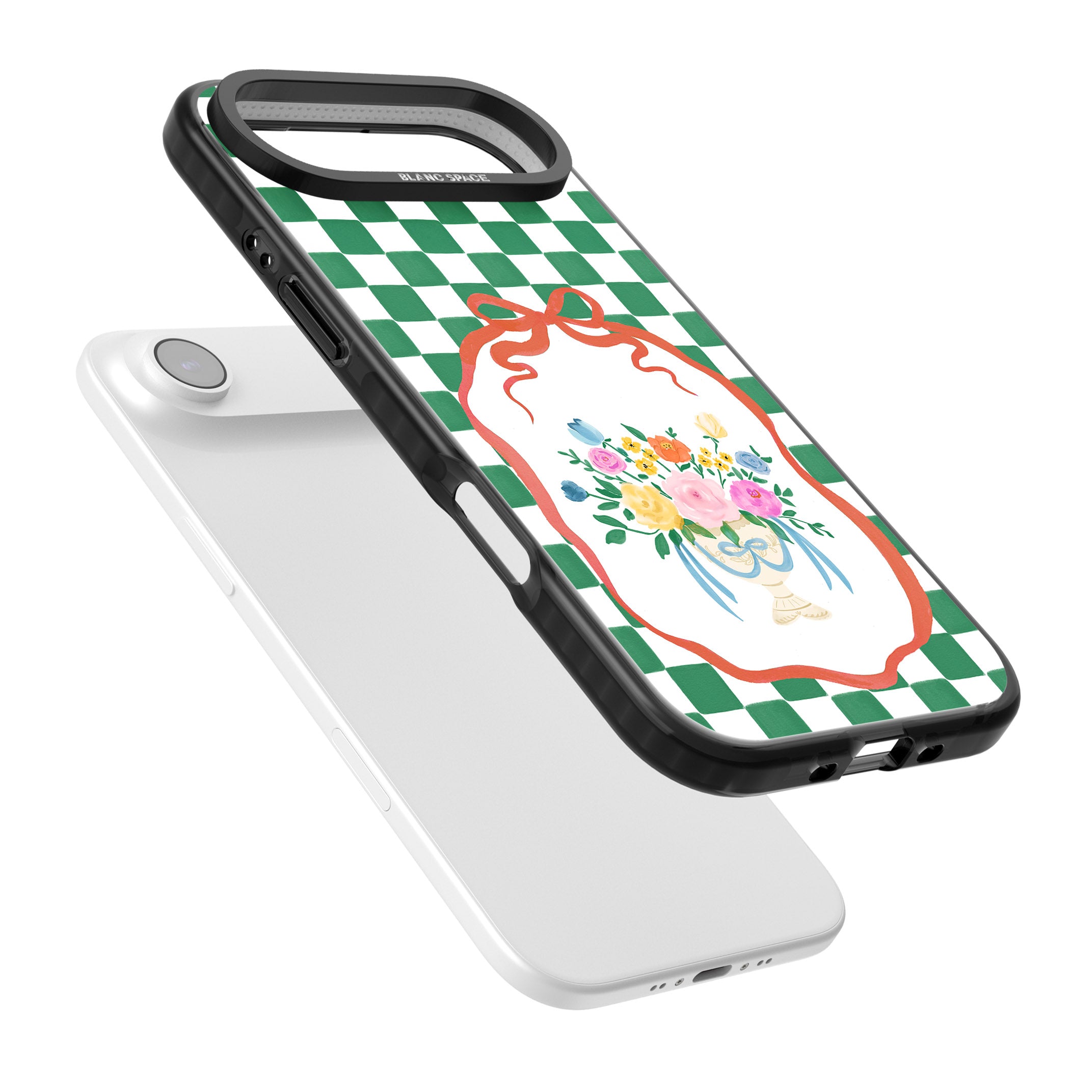 Green Checked Bouquet iPhone 17 Air Impact Black Phone Case Colours