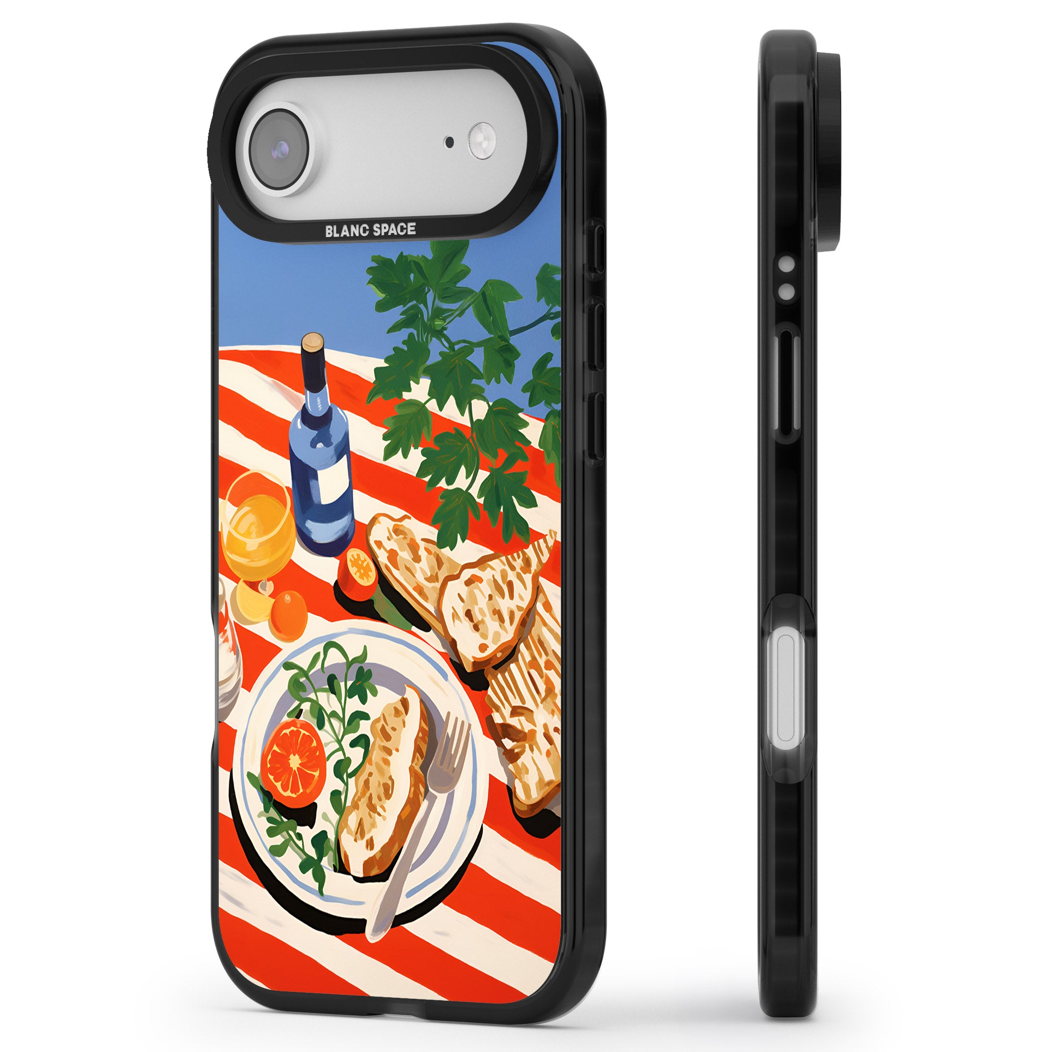 Mediterranean Lunch Table iPhone 17 Air Impact Black Phone Case Side Profile