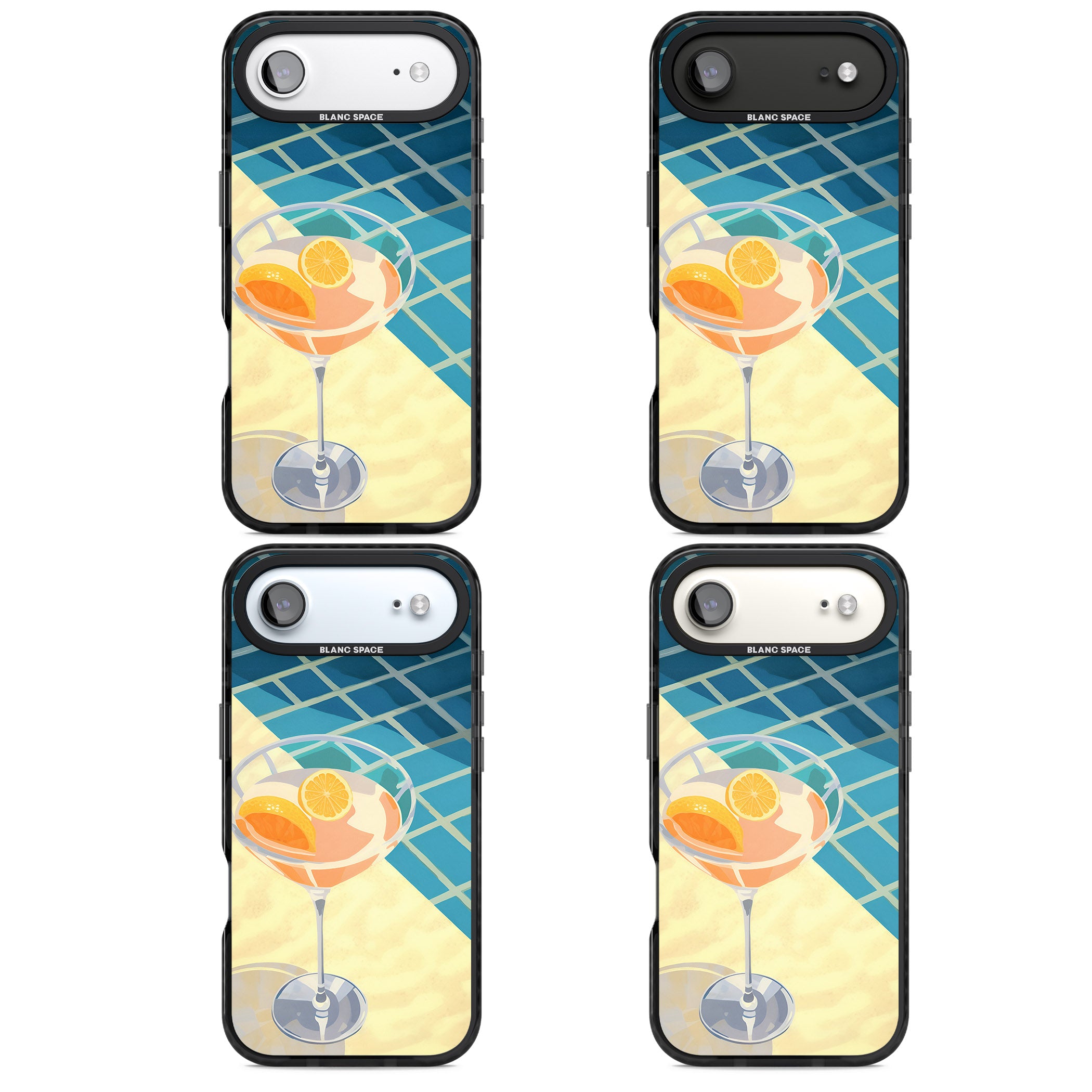 Poolside Citrus Cocktail iPhone 17 Air Impact Black Phone Case APT Impact Protection