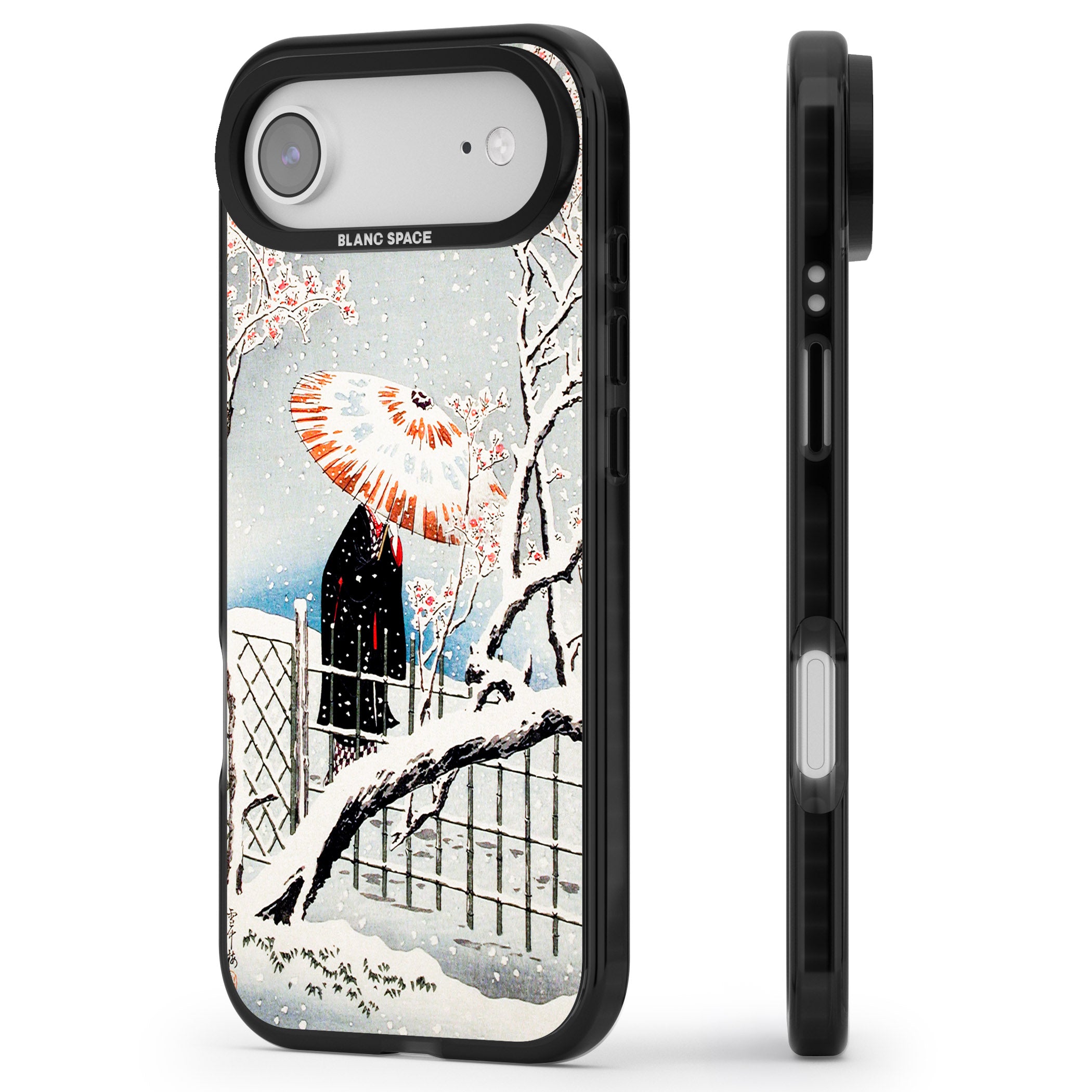 Plum Tree In Snow By Hiroaki Takahashi iPhone 17 Air Impact Black Phone Case Side Profile