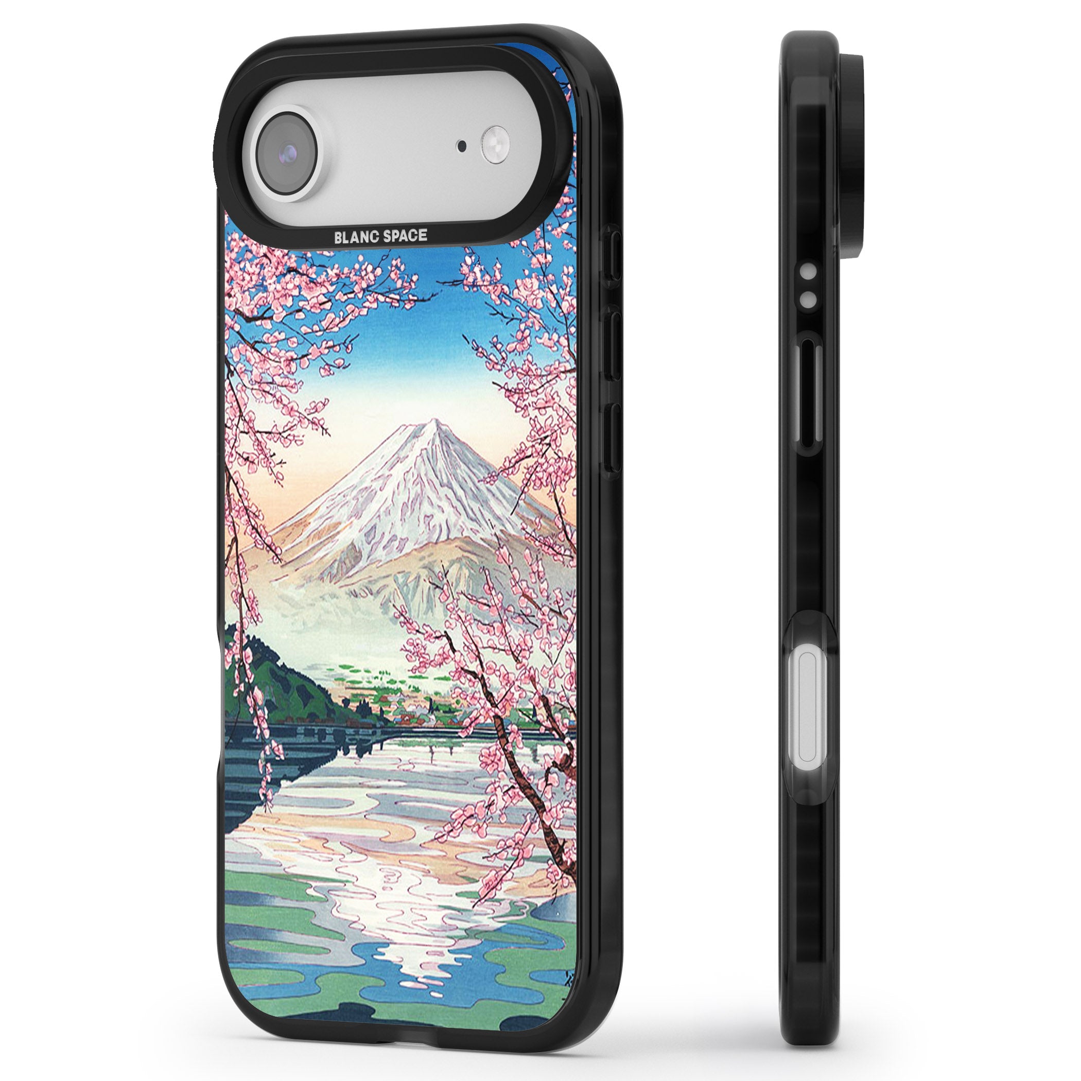 Mt Fuji From Lake Kawaguchi iPhone 17 Air Impact Black Phone Case Side Profile