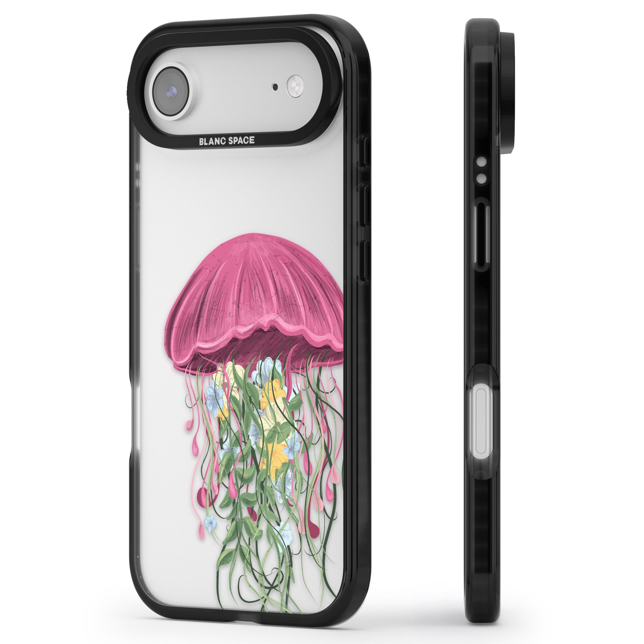 Botanical Jellyfish iPhone 17 Air Impact Black Phone Case Side Profile