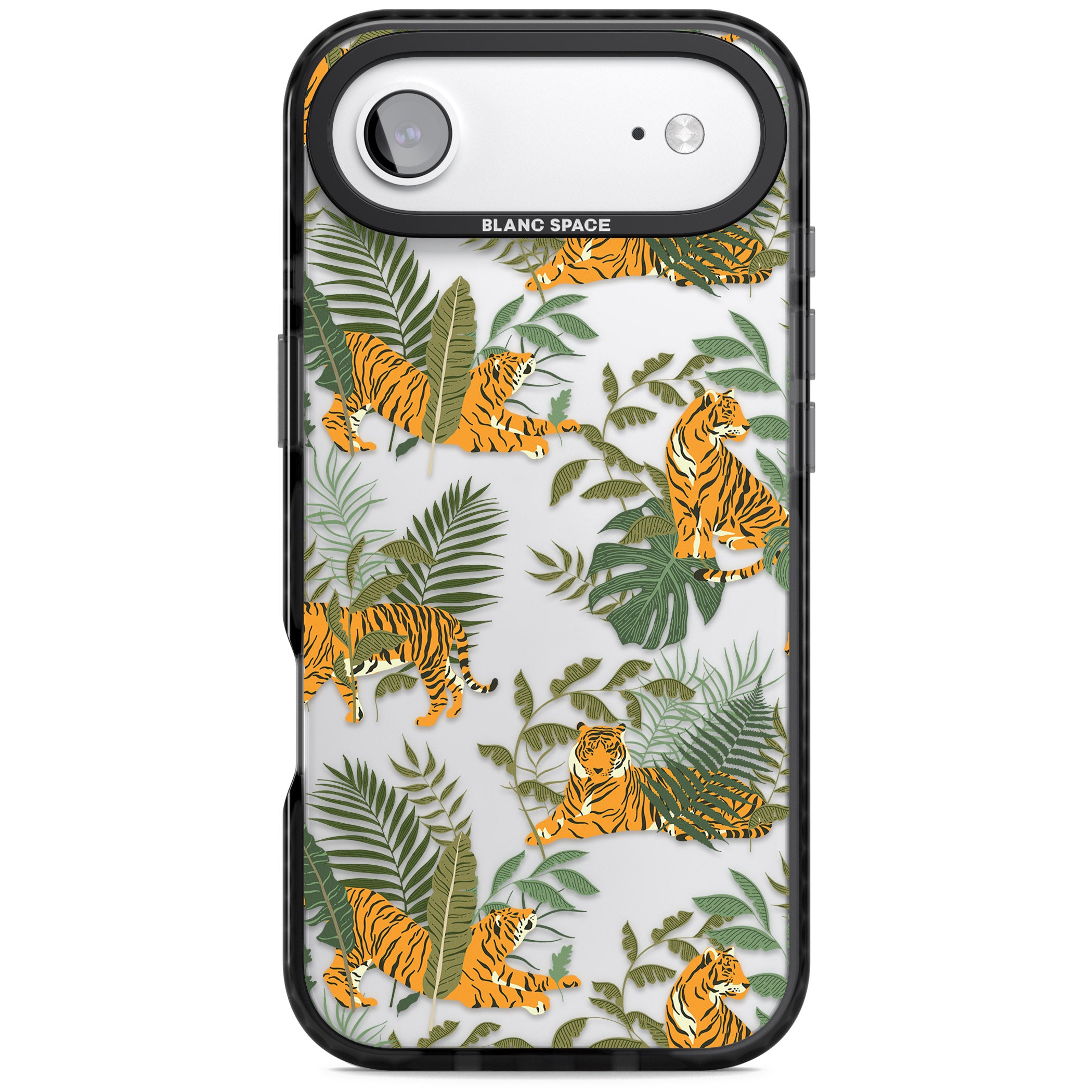 Tiger & Fern Jungle iPhone 17 Air Impact Black Phone Case