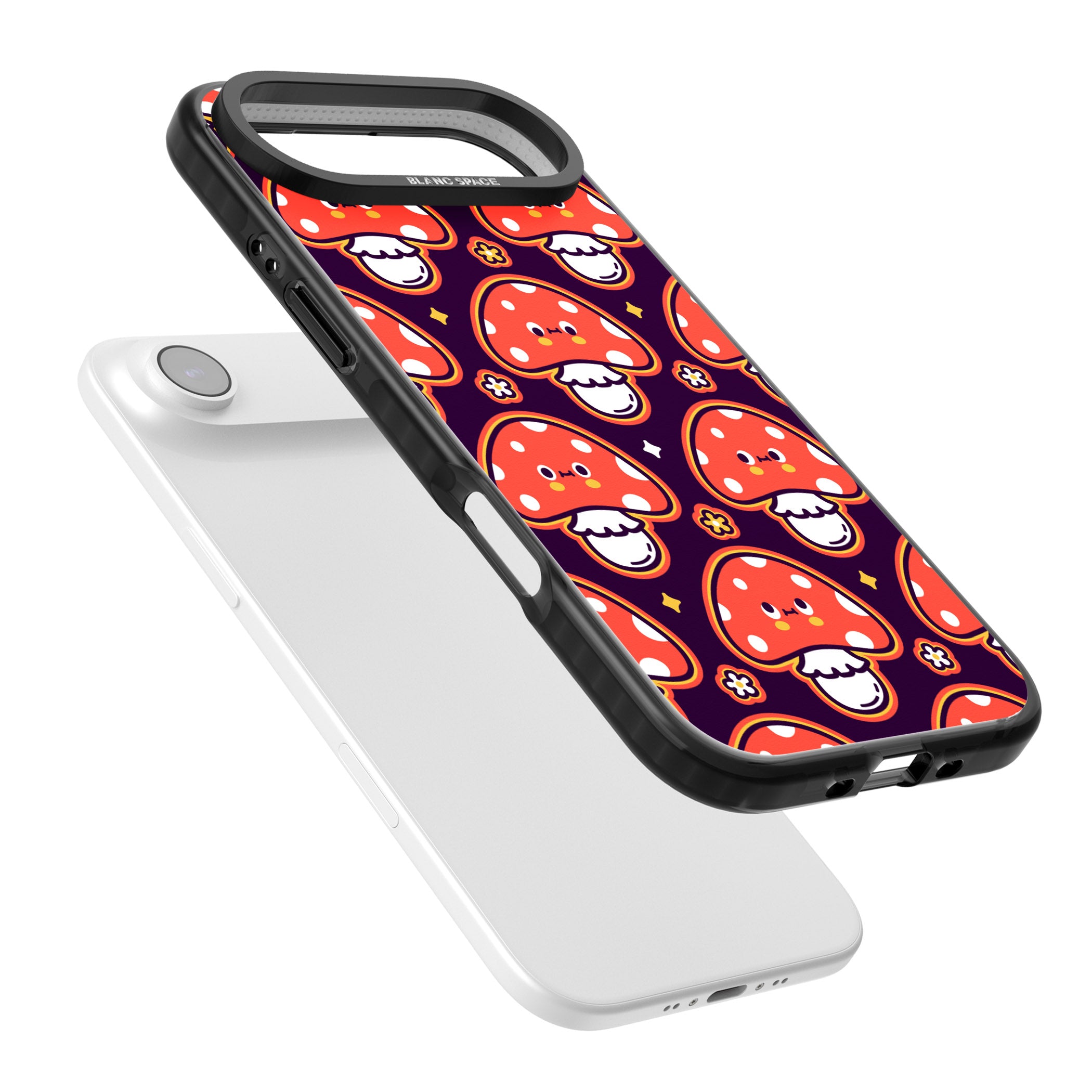 Mushroom Kawaii Pattern iPhone 17 Air Impact Black Phone Case Colours