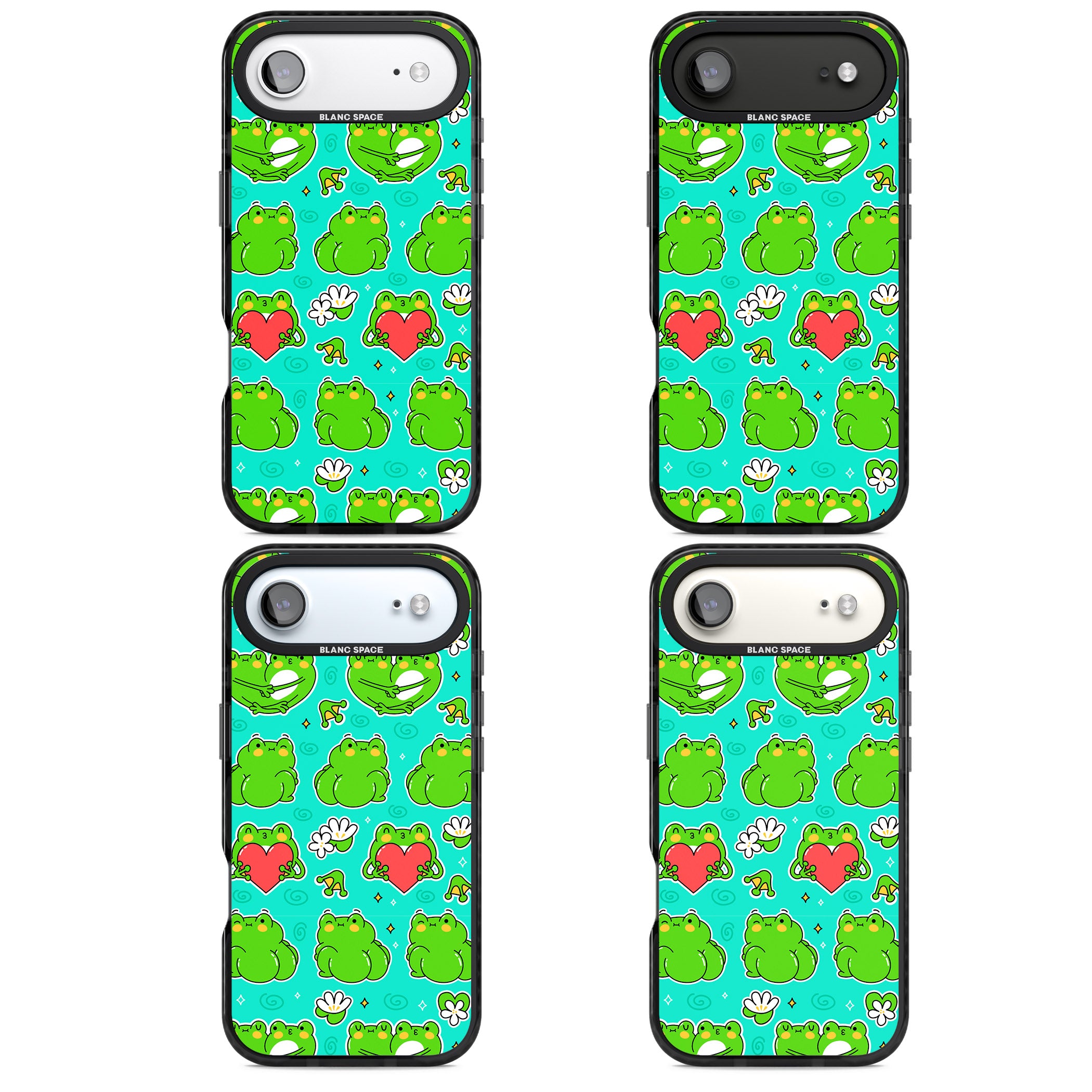 Frog Booty Kawaii Pattern iPhone 17 Air Impact Black Phone Case APT Impact Protection