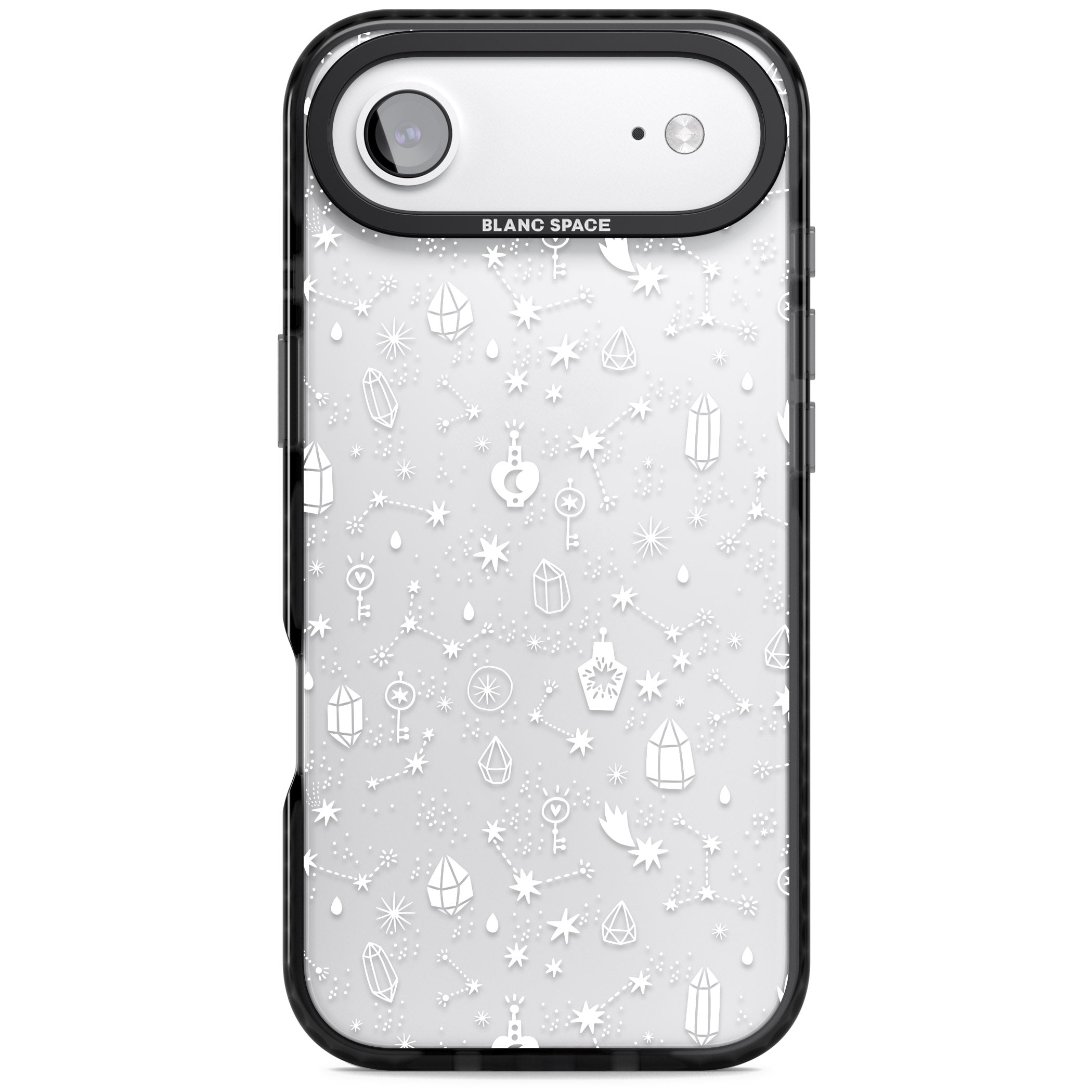 White Cosmic Crystal iPhone 17 Air Impact Black Phone Case