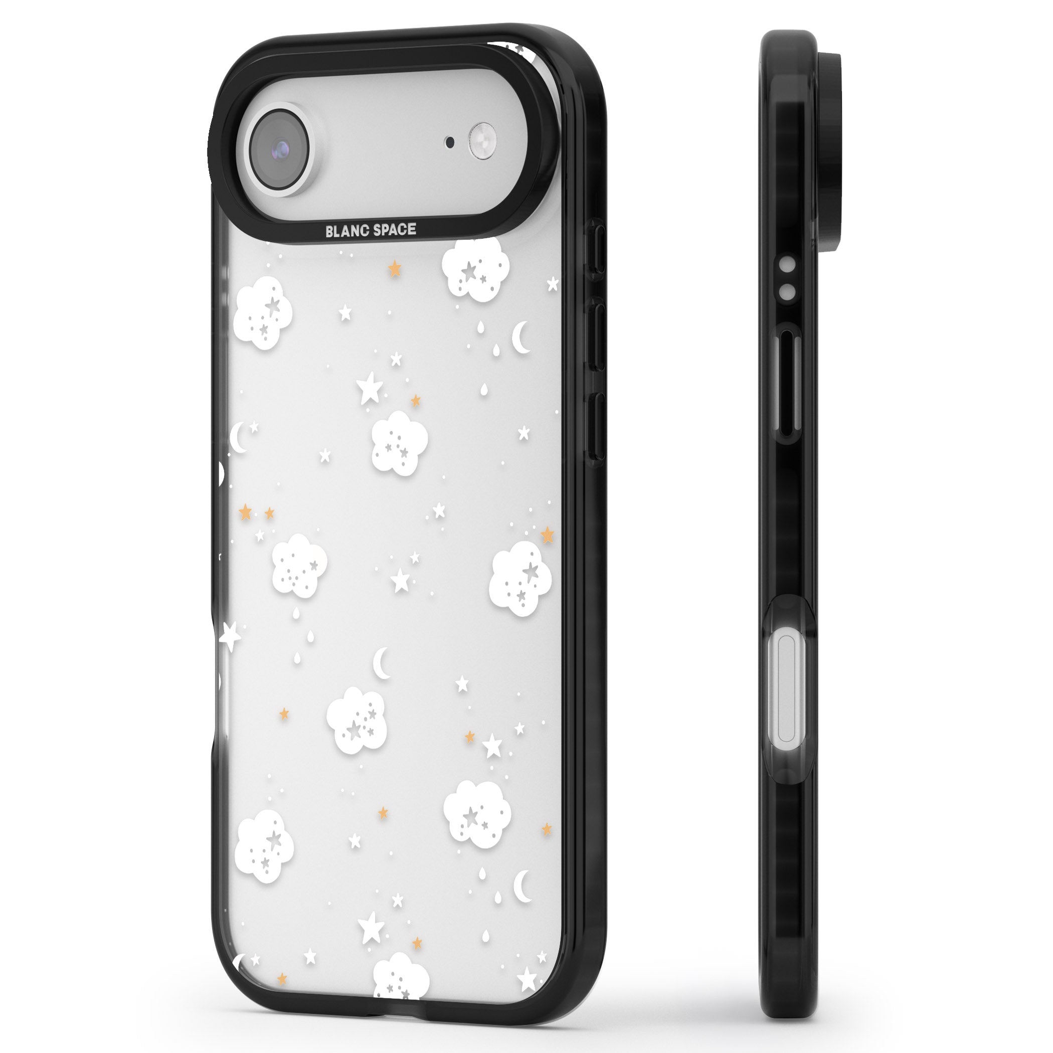 Starry Night Cloud iPhone 17 Air Impact Black Phone Case Side Profile