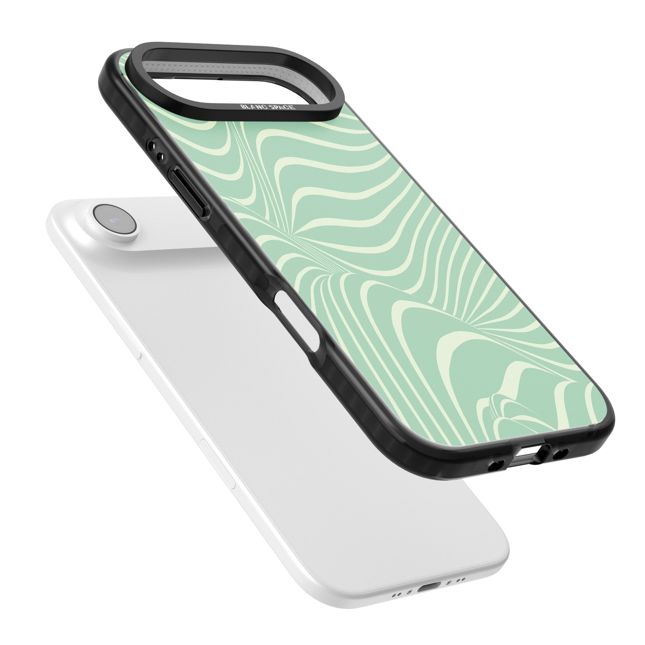 Mint Green Distorted Line iPhone 17 Air Impact Black Phone Case Colours