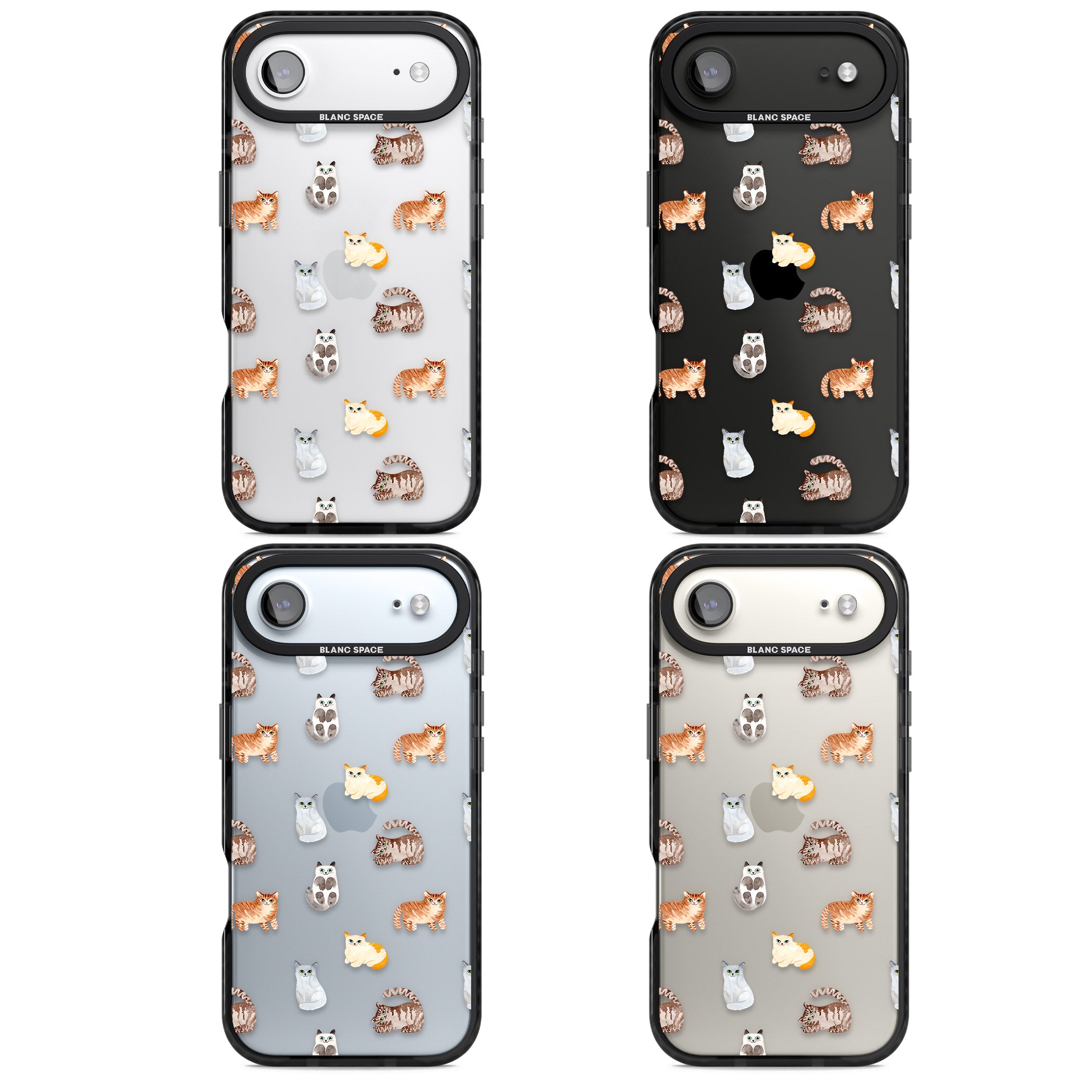 Cute Cat Pattern Classic iPhone 17 Air Impact Black Phone Case APT Impact Protection