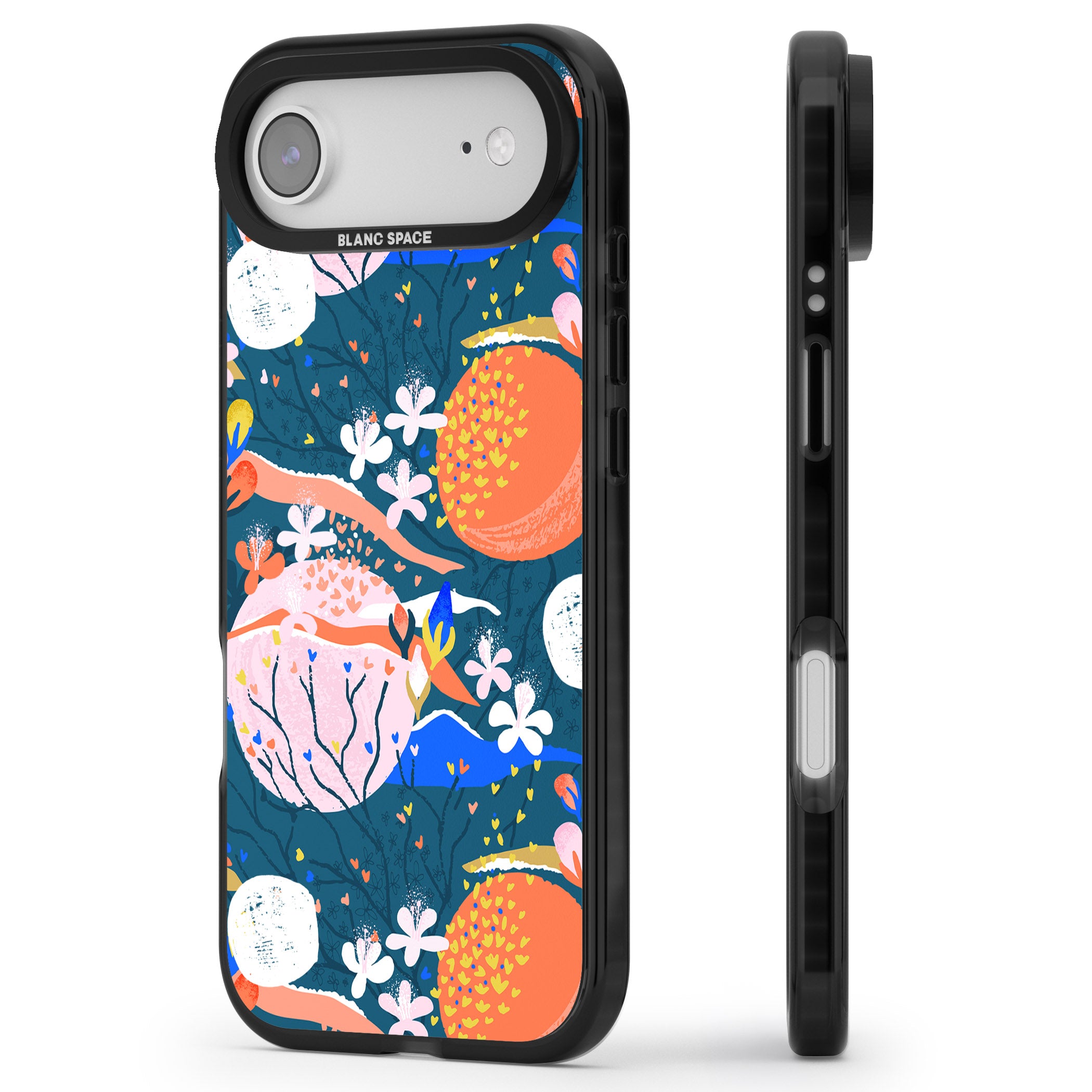 Vibrant Coral Pattern iPhone 17 Air Impact Pro Black Phone Case Side Profile