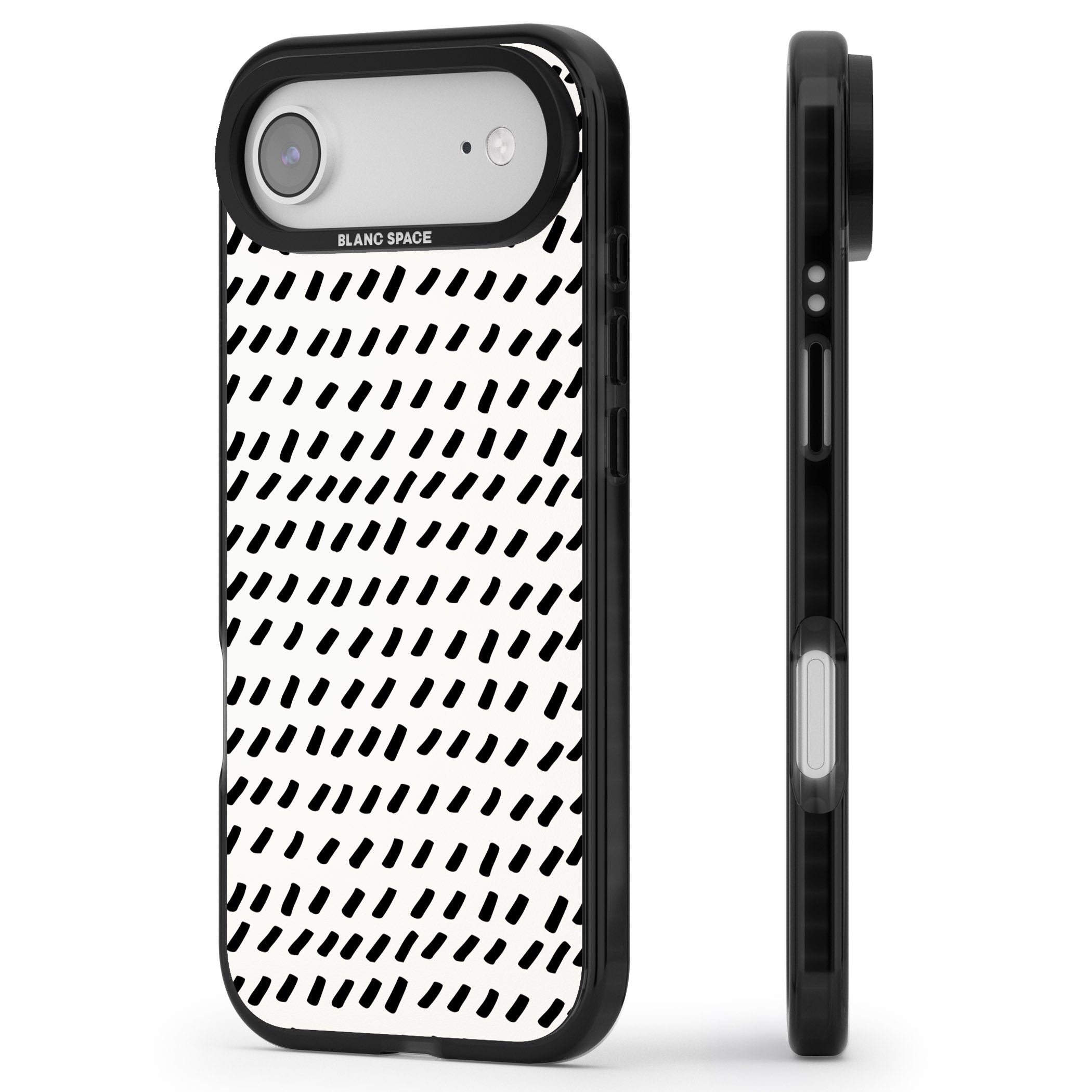 Hand Drawn Lines Pattern iPhone 17 Air Impact Pro Black Phone Case Side Profile