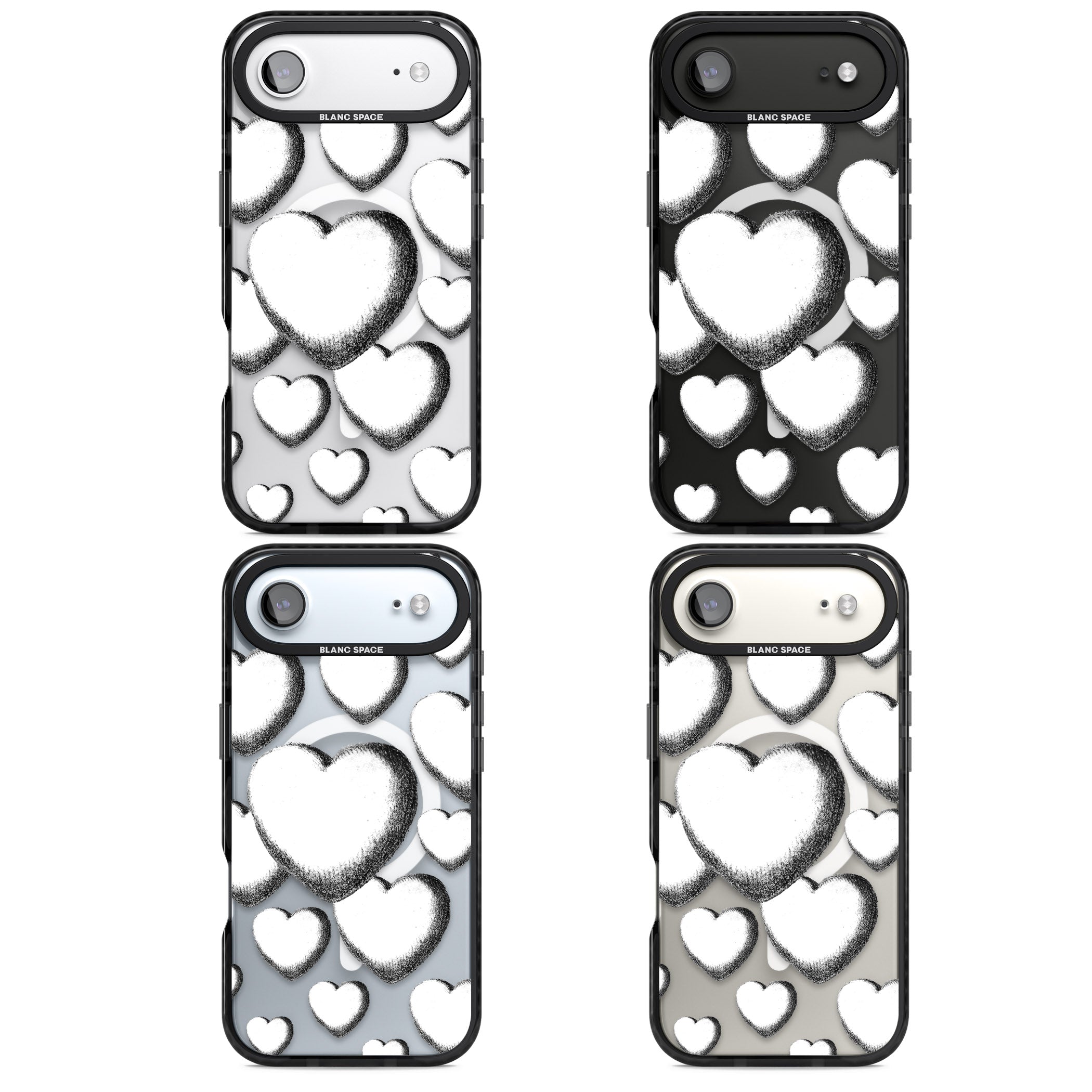 Hand Drawn Hearts iPhone 17 Air Impact Pro Black Phone Case APT Impact Protection