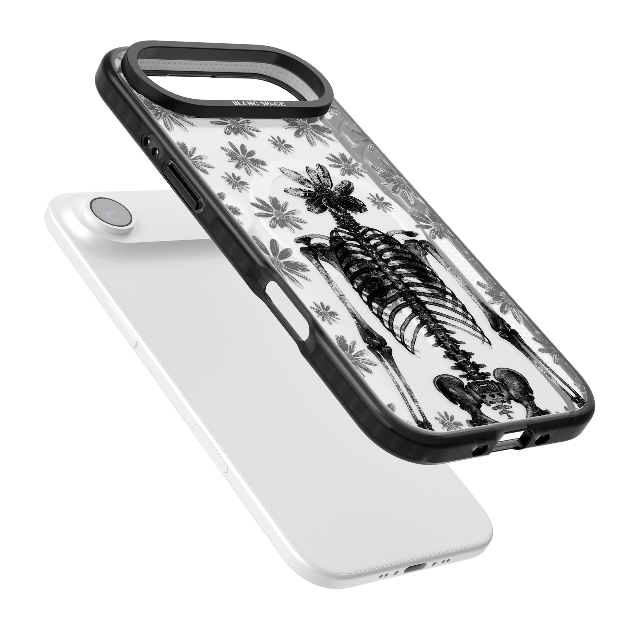 Skeleton Flower iPhone 17 Air Impact Pro Black Phone Case Colours
