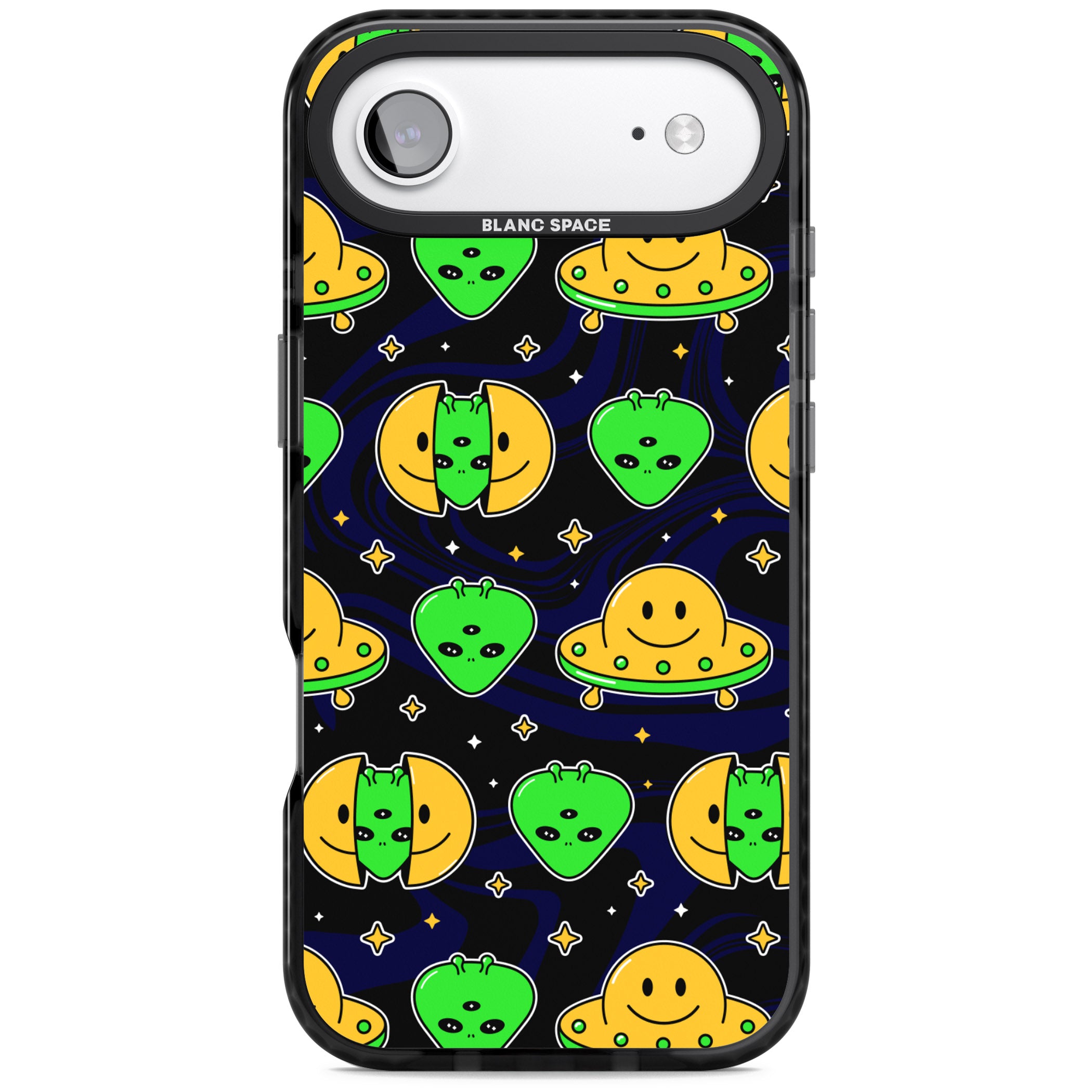 Alien Head Pattern iPhone 17 Air Impact Pro Black Phone Case