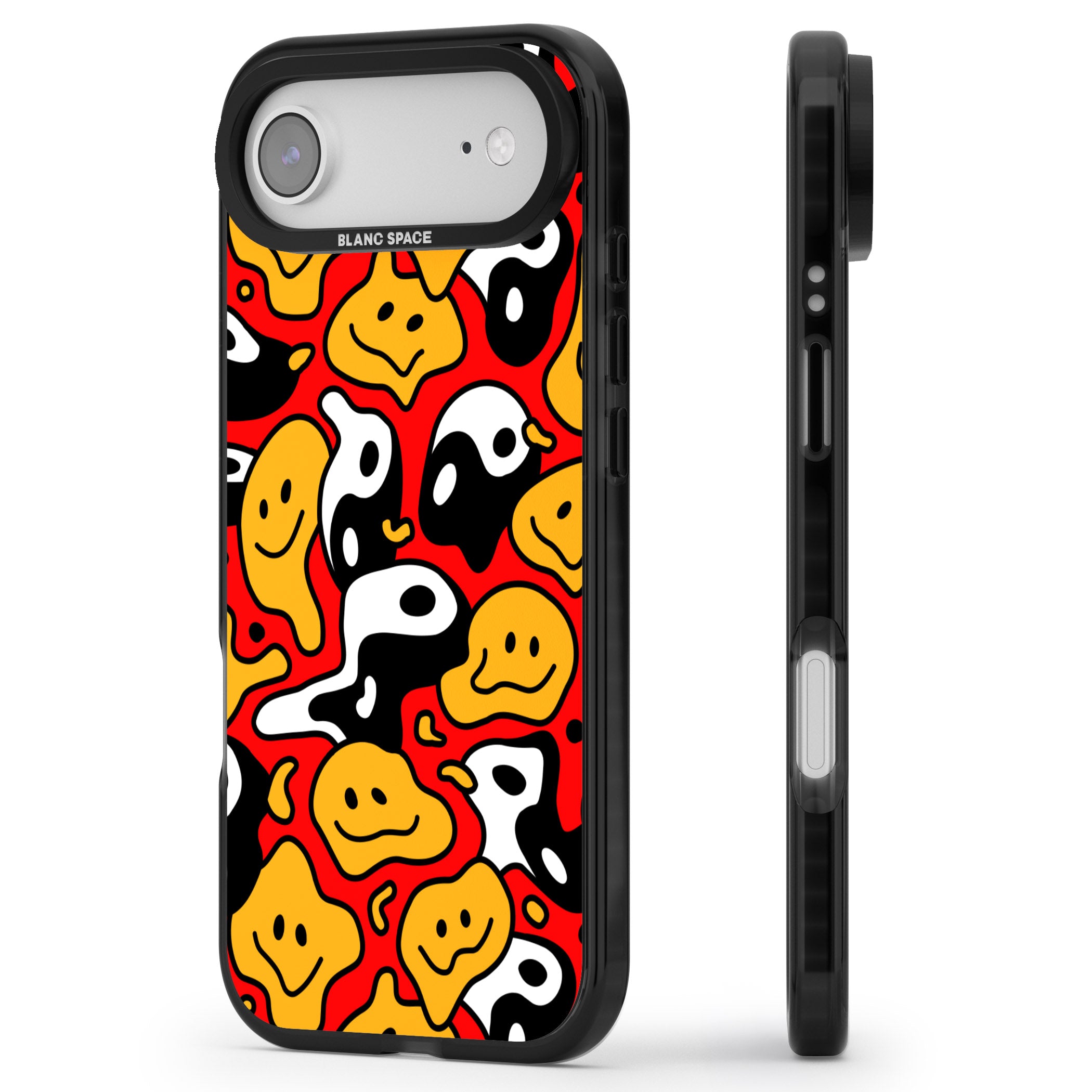 Yin Yang Acid Face iPhone 17 Air Impact Pro Black Phone Case Side Profile