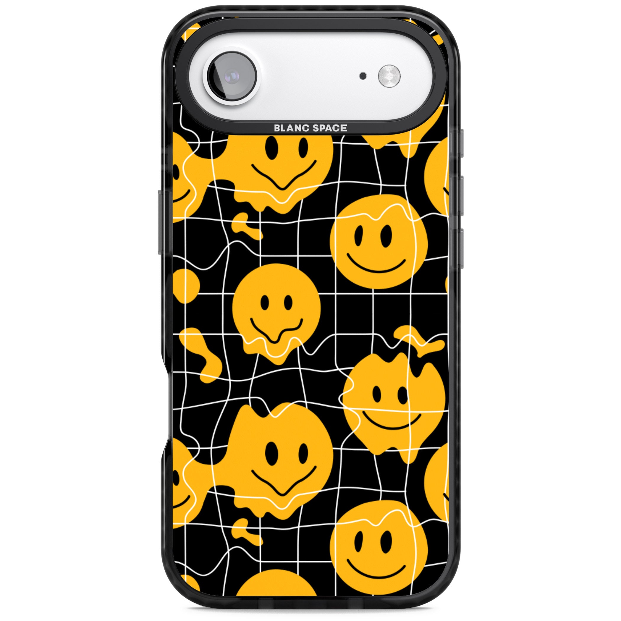 Acid Face Grid Pattern iPhone 17 Air Impact Pro Black Phone Case