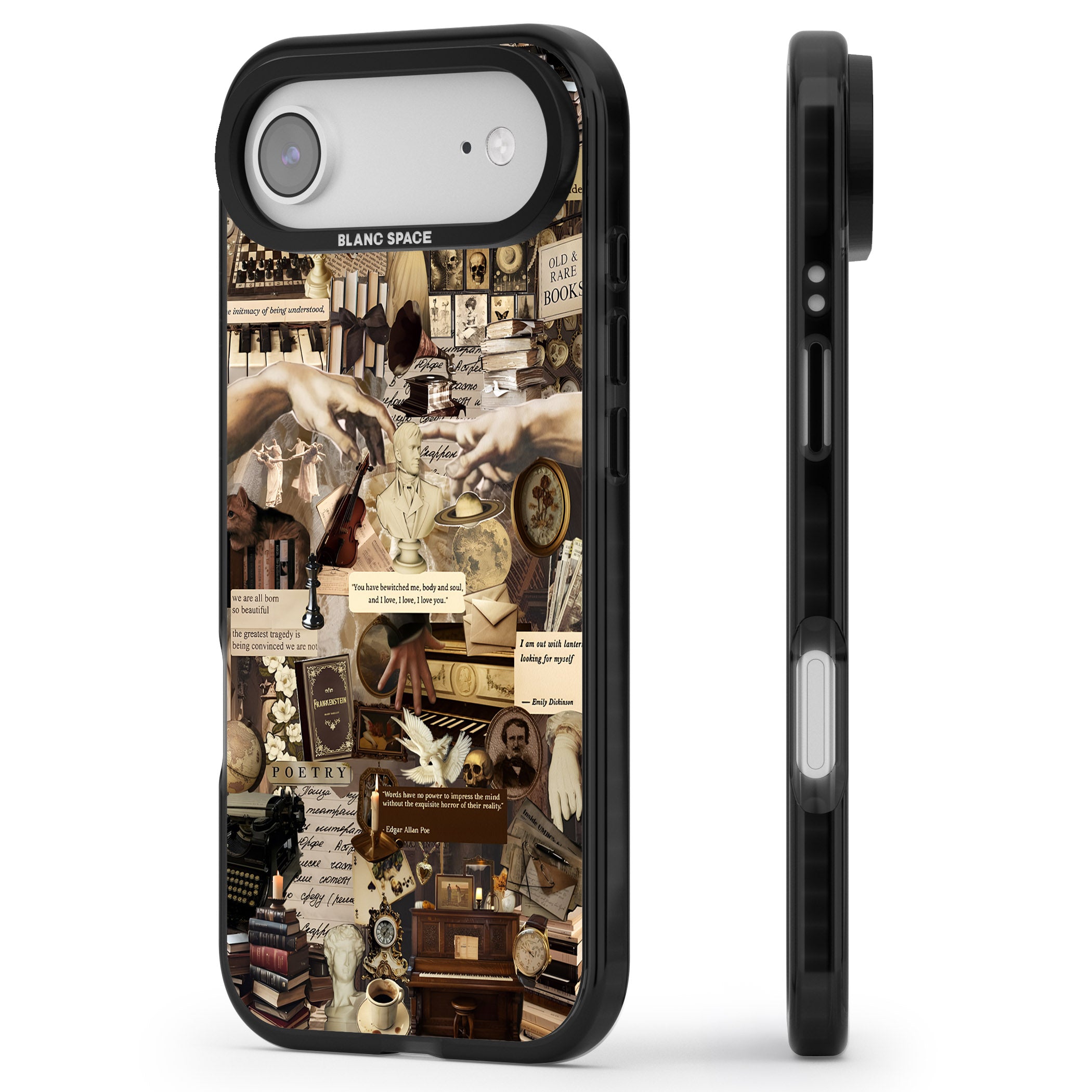 Antique Collage iPhone 17 Air Impact Pro Black Phone Case Side Profile