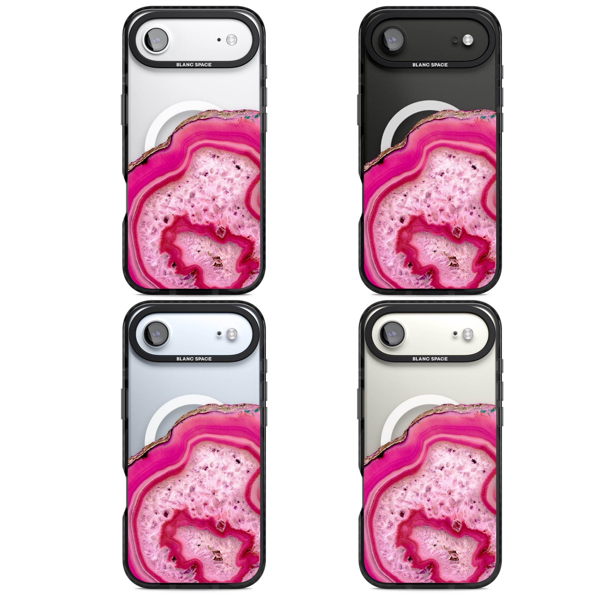 Pink Geode Crystal iPhone 17 Air Impact Pro Black Phone Case APT Impact Protection