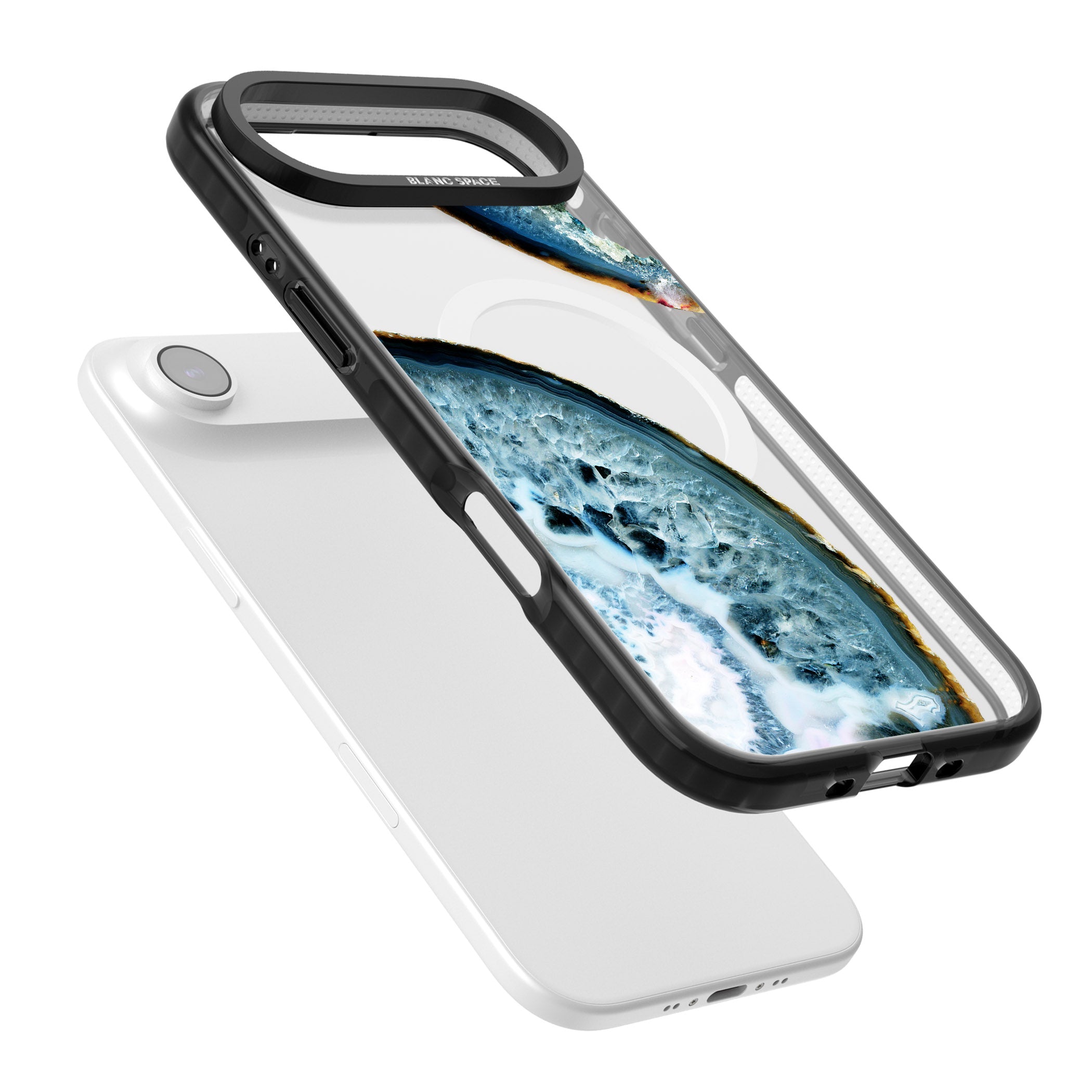 Blue Agate Slice iPhone 17 Air Impact Pro Black Phone Case Colours
