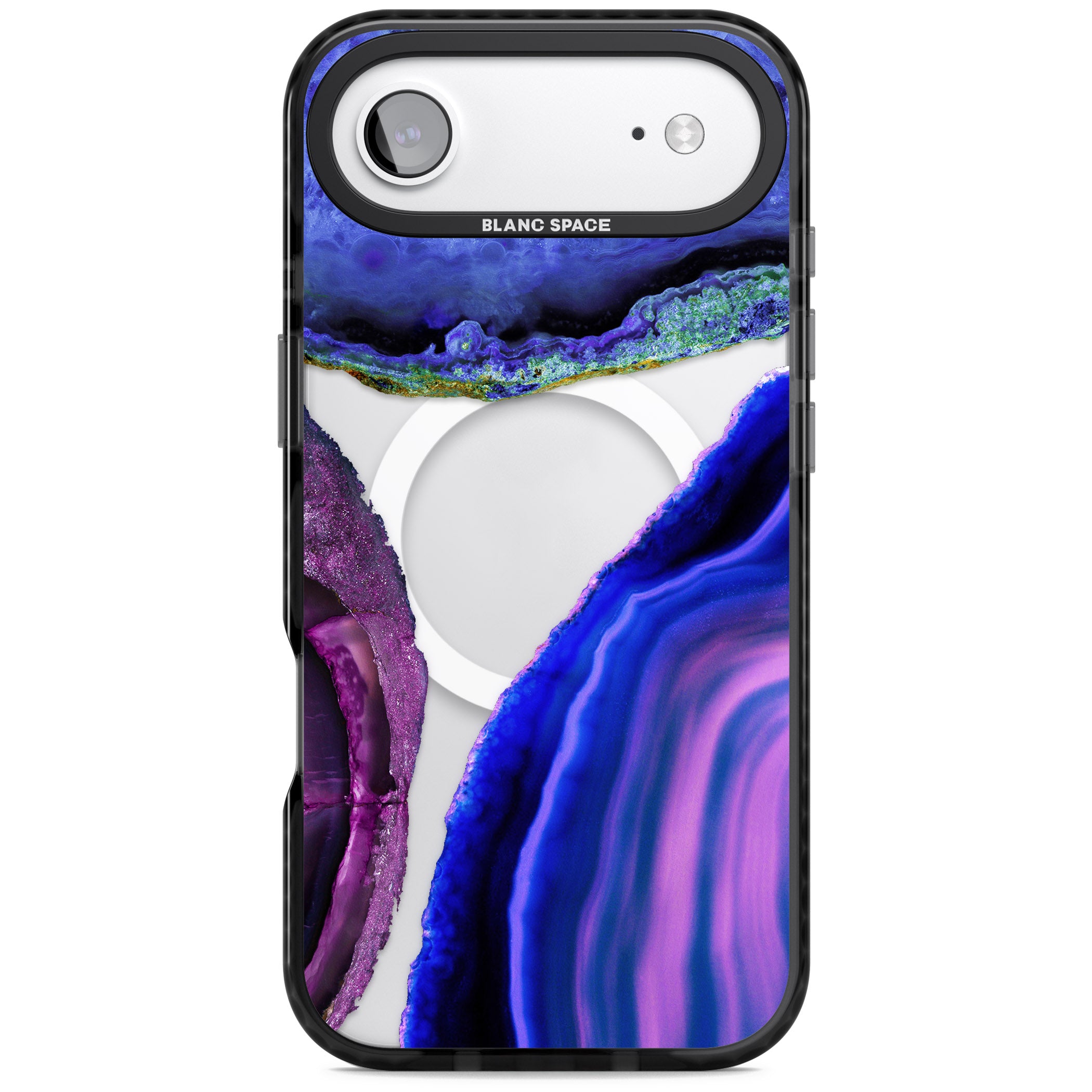 Violet Agate Slice iPhone 17 Air Impact Pro Black Phone Case